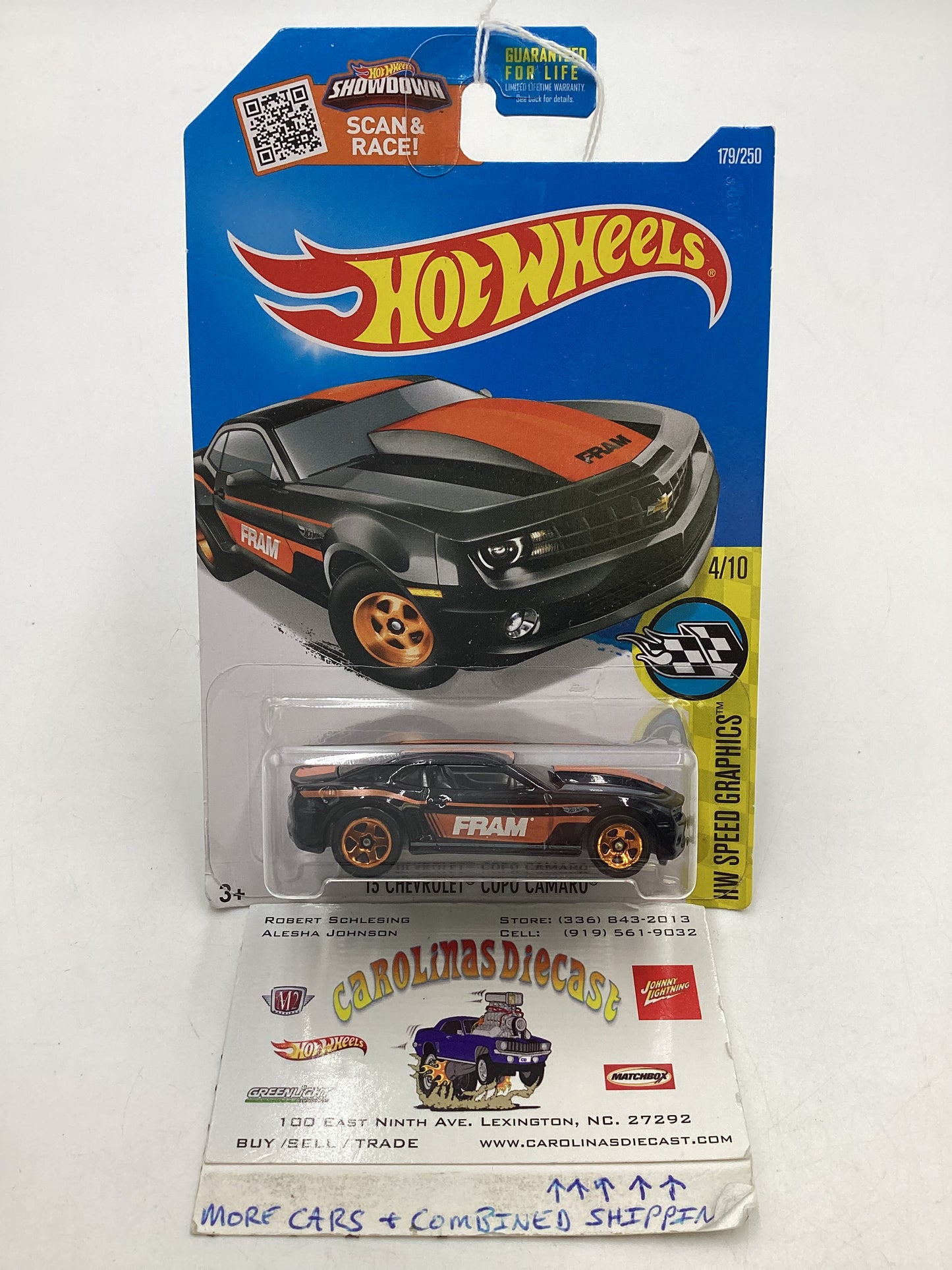 2016 Hot Wheels #179 Black 13 Chevrolet Copo Camaro 6E