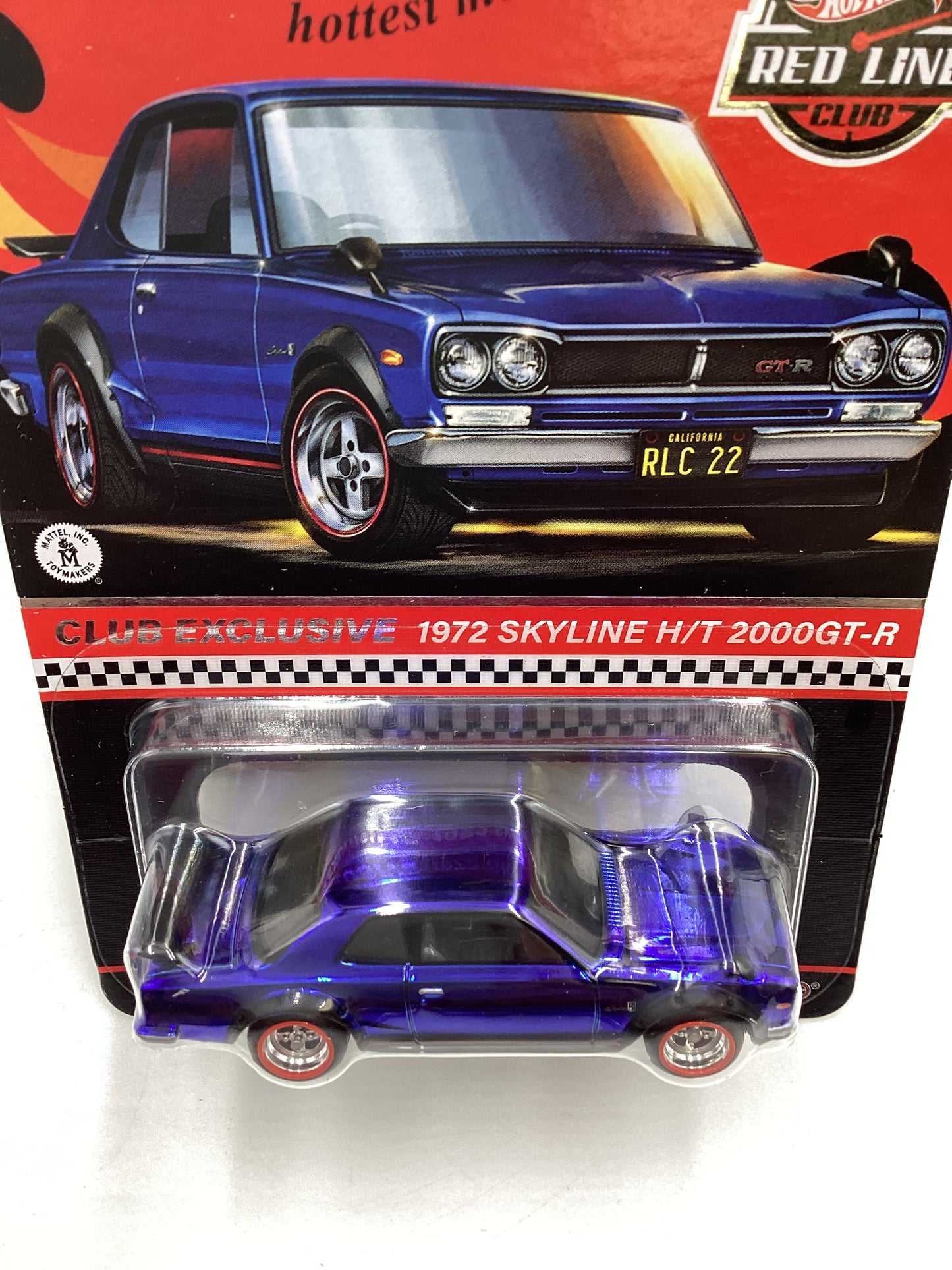 2022 Hot Wheels RLC Club Exclusive W/Patch & Button 1972 Skyline H/T 2000GT-R Blue with protector