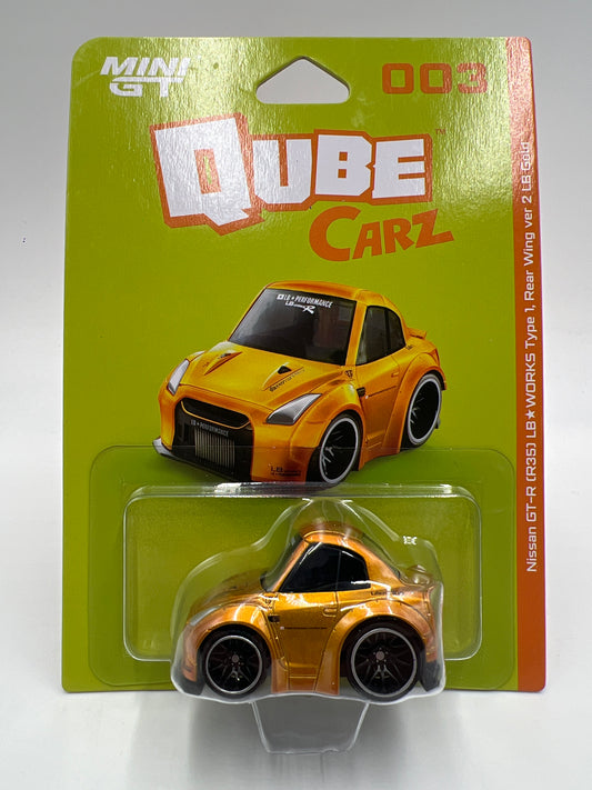 Mini GT Qube Carz Liberty Walk #3 Nissan GT-R R35 LB Works Type 1 Rear Wing Ver 2 LB Gold 177F