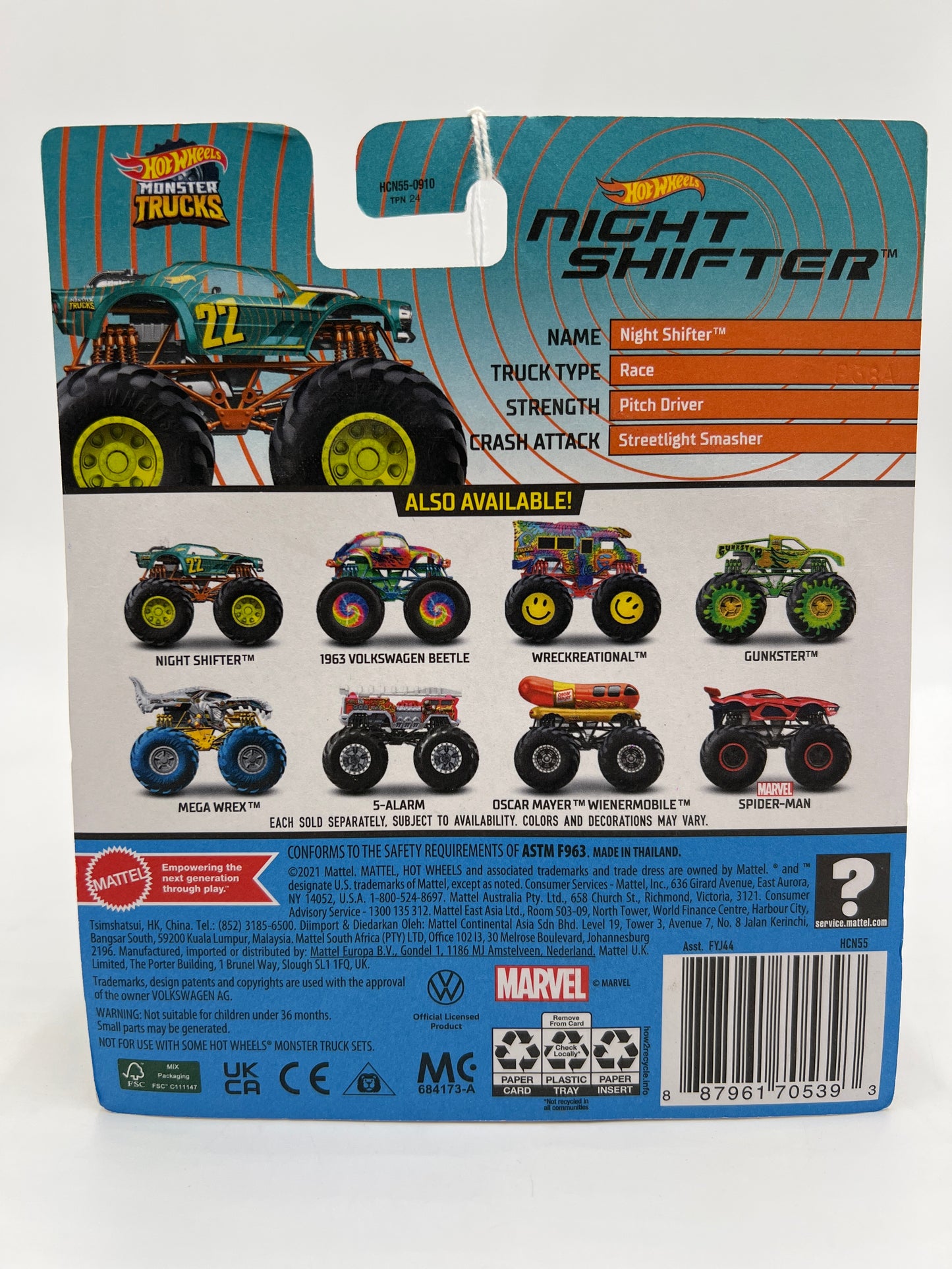 2022 Hot Wheels Monster Trucks Crash Legends #1 Night Shifter 132H