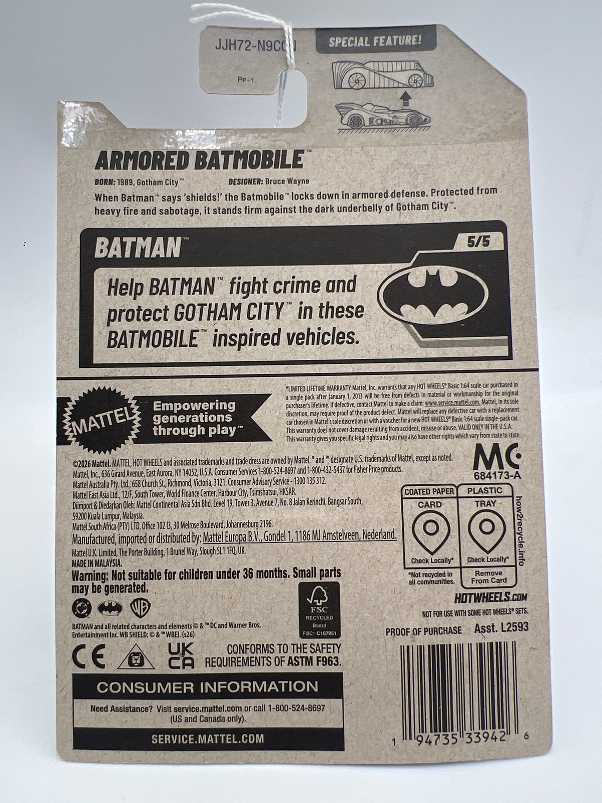 2026 Hot Wheels N Case #233 Batman Armored Batmobile