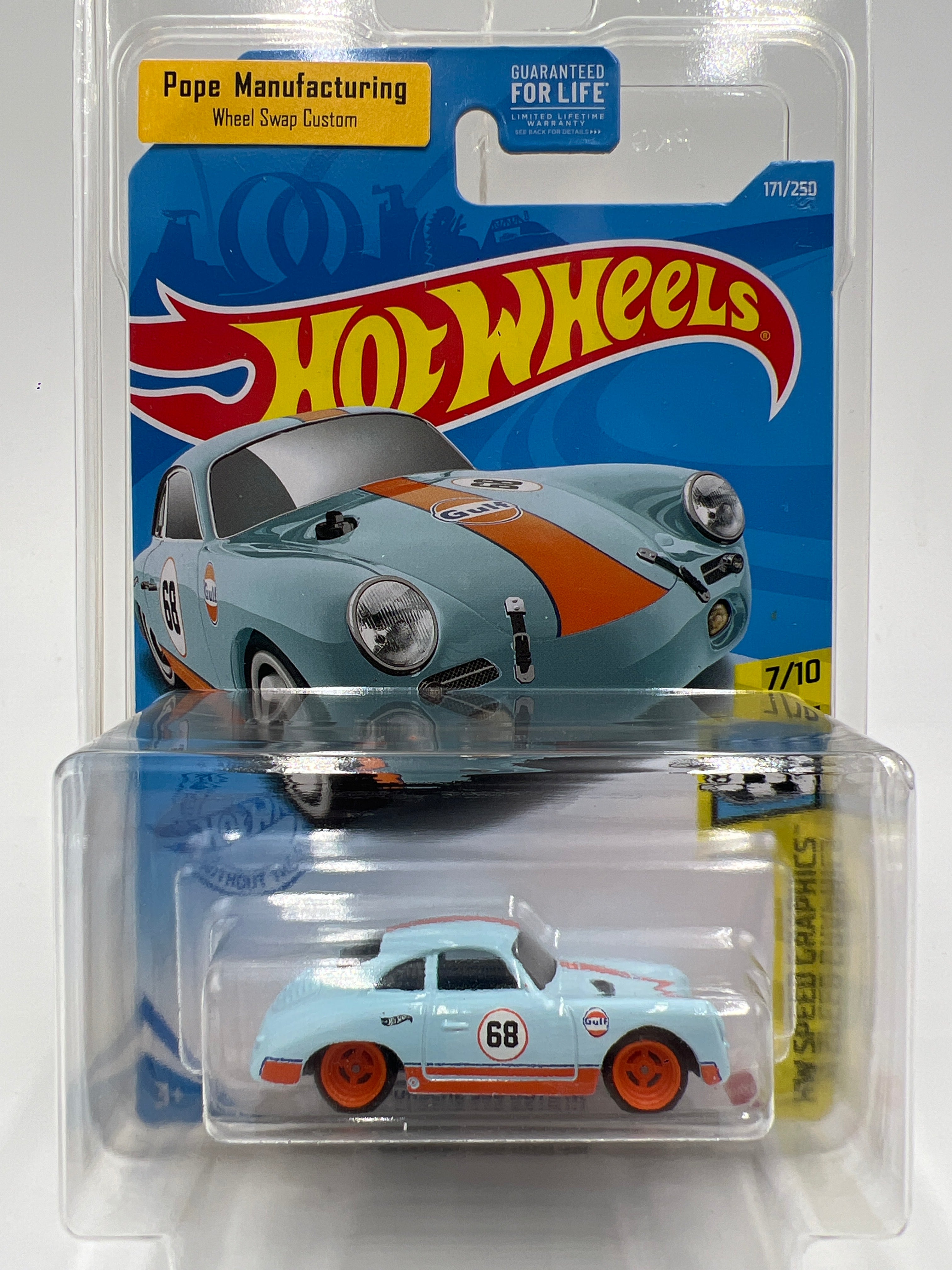 Hot Wheels Porsche 356 Outlaw Blue Gulf Wheel Swap Custom On Card