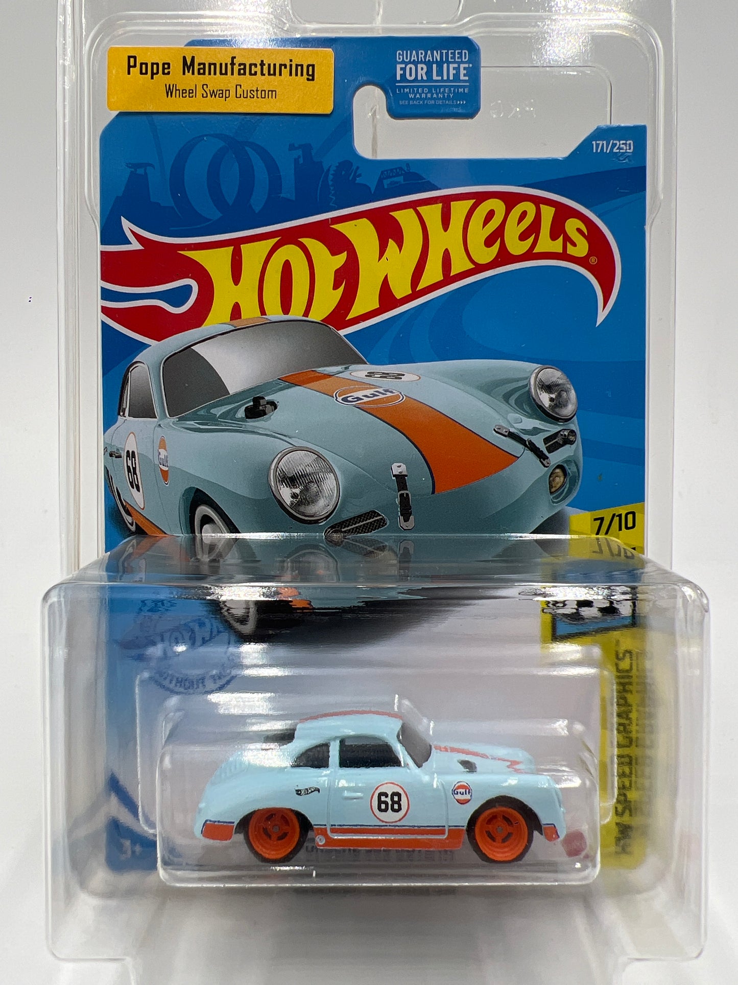 Hot Wheels Porsche 356 Outlaw Blue Gulf Wheel Swap Custom On Card W/Protector SR