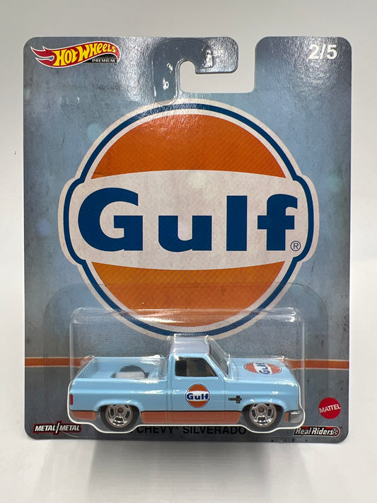 Hot Wheels Premium Vintage Oil #2 83 Chevy Silverado Gulf Blue W/Protector