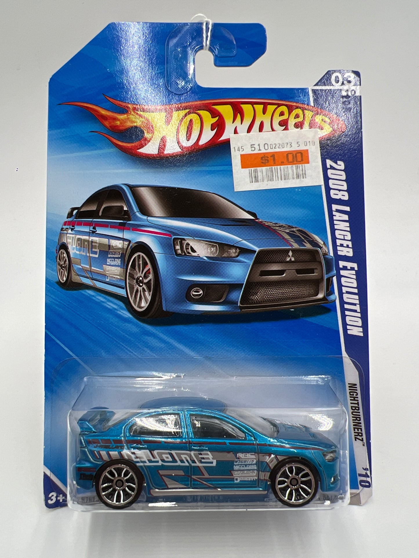 2010 Hot Wheels Nightburnerz #91 2008 Lancer Evolution Blue 92A