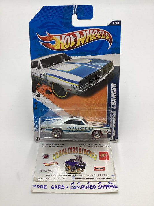 2011 Hot Wheels #166 69 Dodge Charger Police White Walmart Exclusive