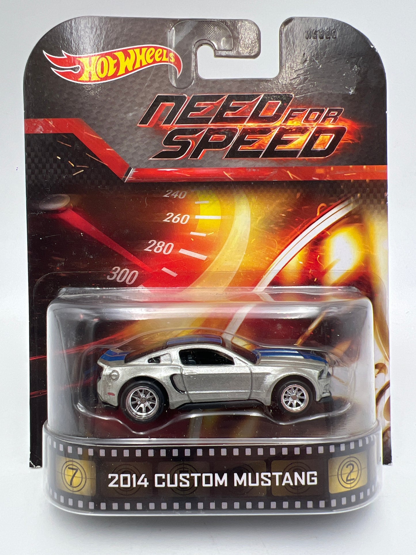 Hot Wheels Retro Entertainment Need For Speed 2014 Custom Mustang Silver W/Protector