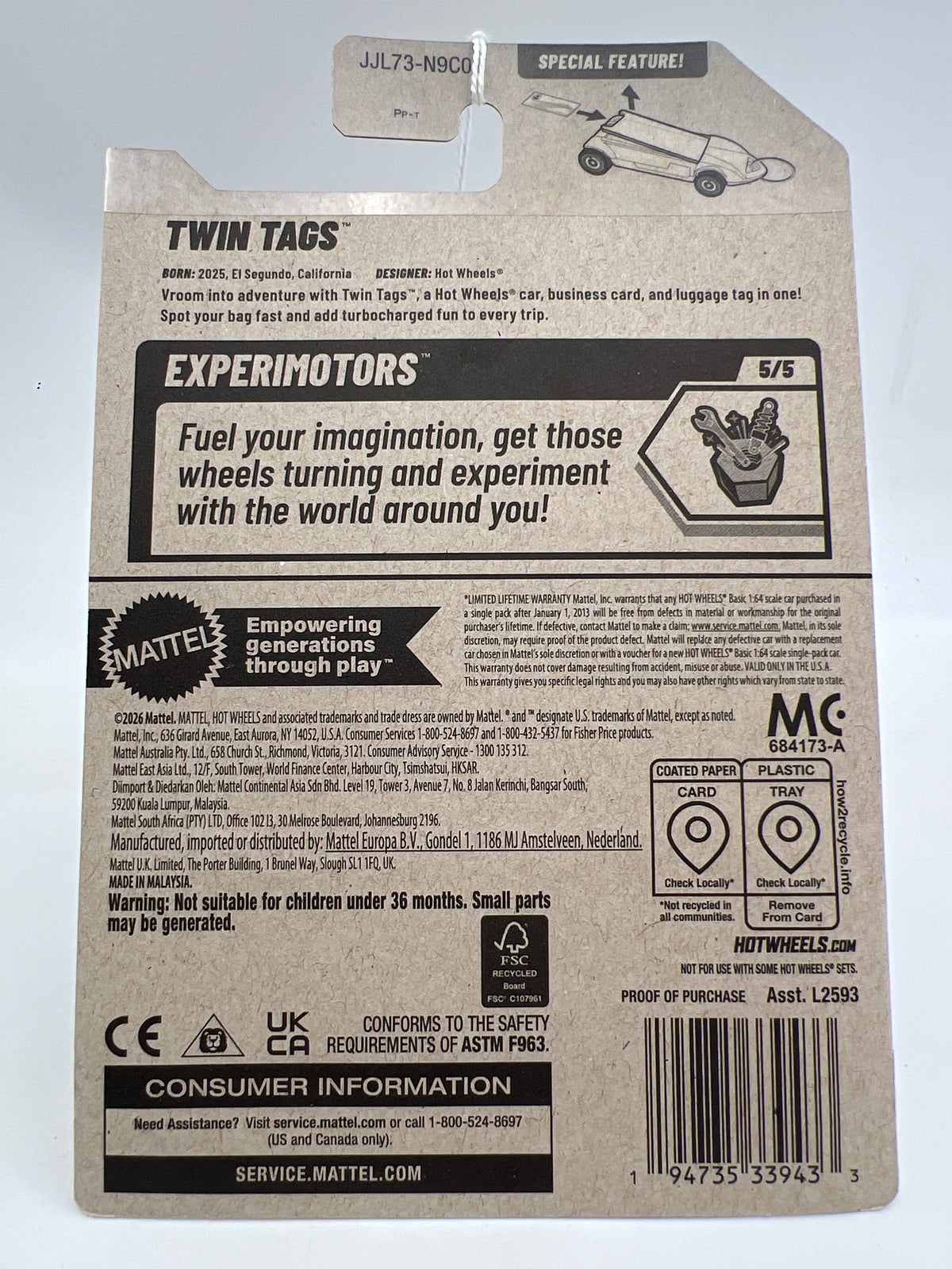 2026 Hot Wheels P Case #166 Twin Tags White