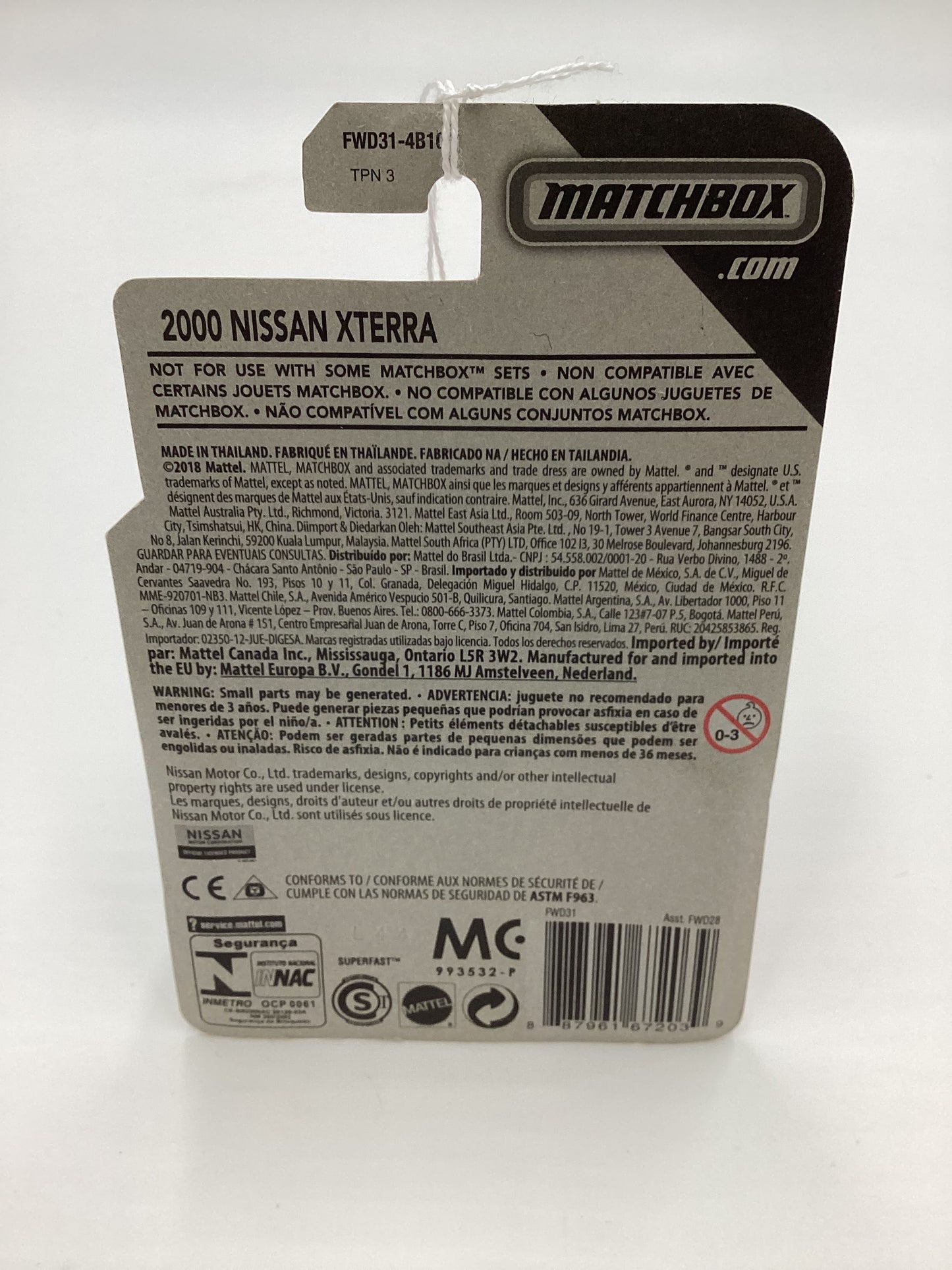 Matchbox Moving Parts MBX Off-Road 2000 Nissan Xterra 166A