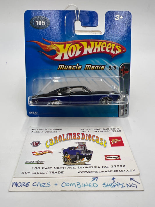 2005 Hot Wheels Muscle Mania #105 1965 Chevy Impala Blue/Black Short Card 10A