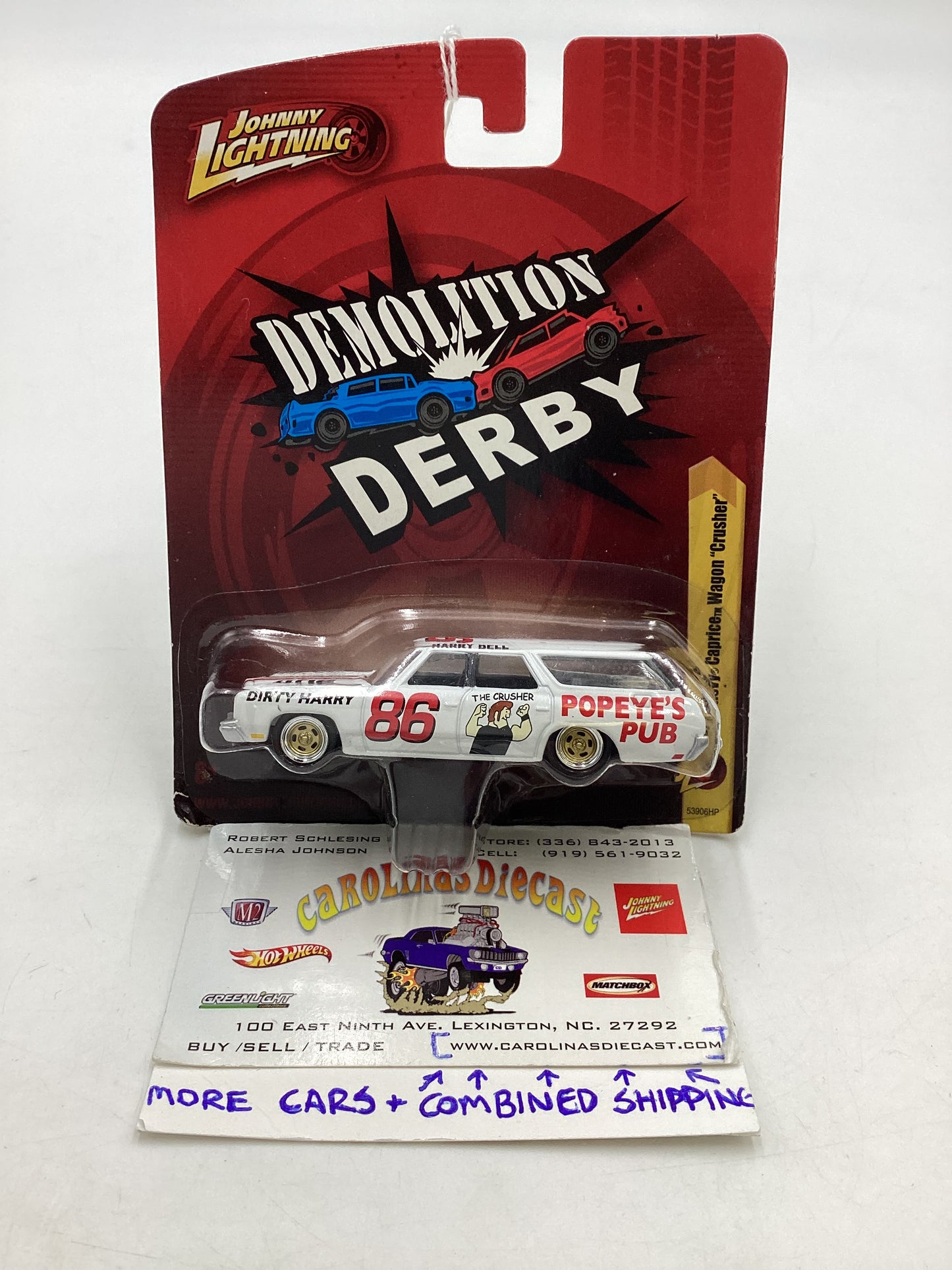 Johnny Lightning Demolition Derby #15 1973 Chevy Caprice Wagon Crusher White