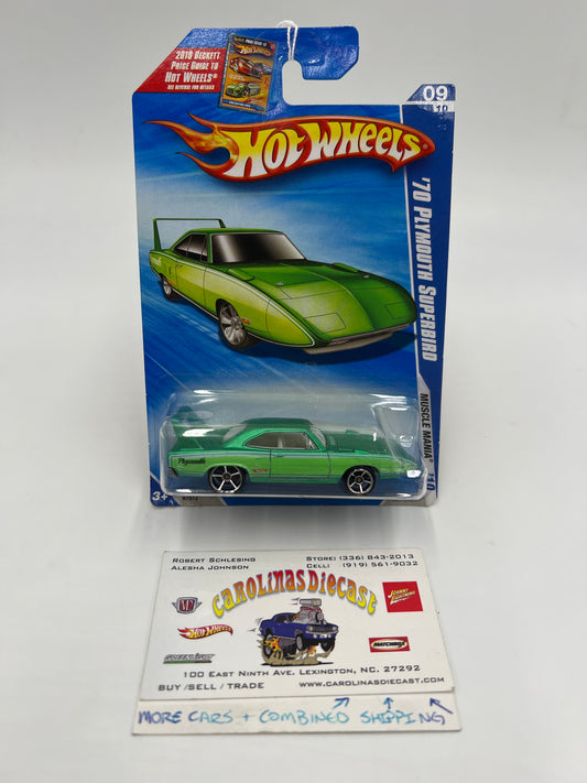2010 Hot Wheels Muscle Mania #87 70 Plymouth Superbird Green 56B