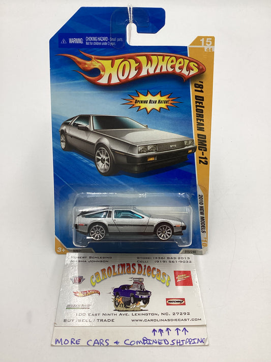 2010 Hot Wheels New Models #15 81 DeLorean DMC-12 Silver