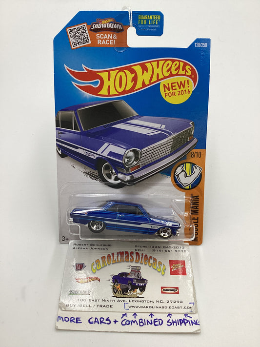 2016 Hot wheels #128 63 Chevy II Blue 15G