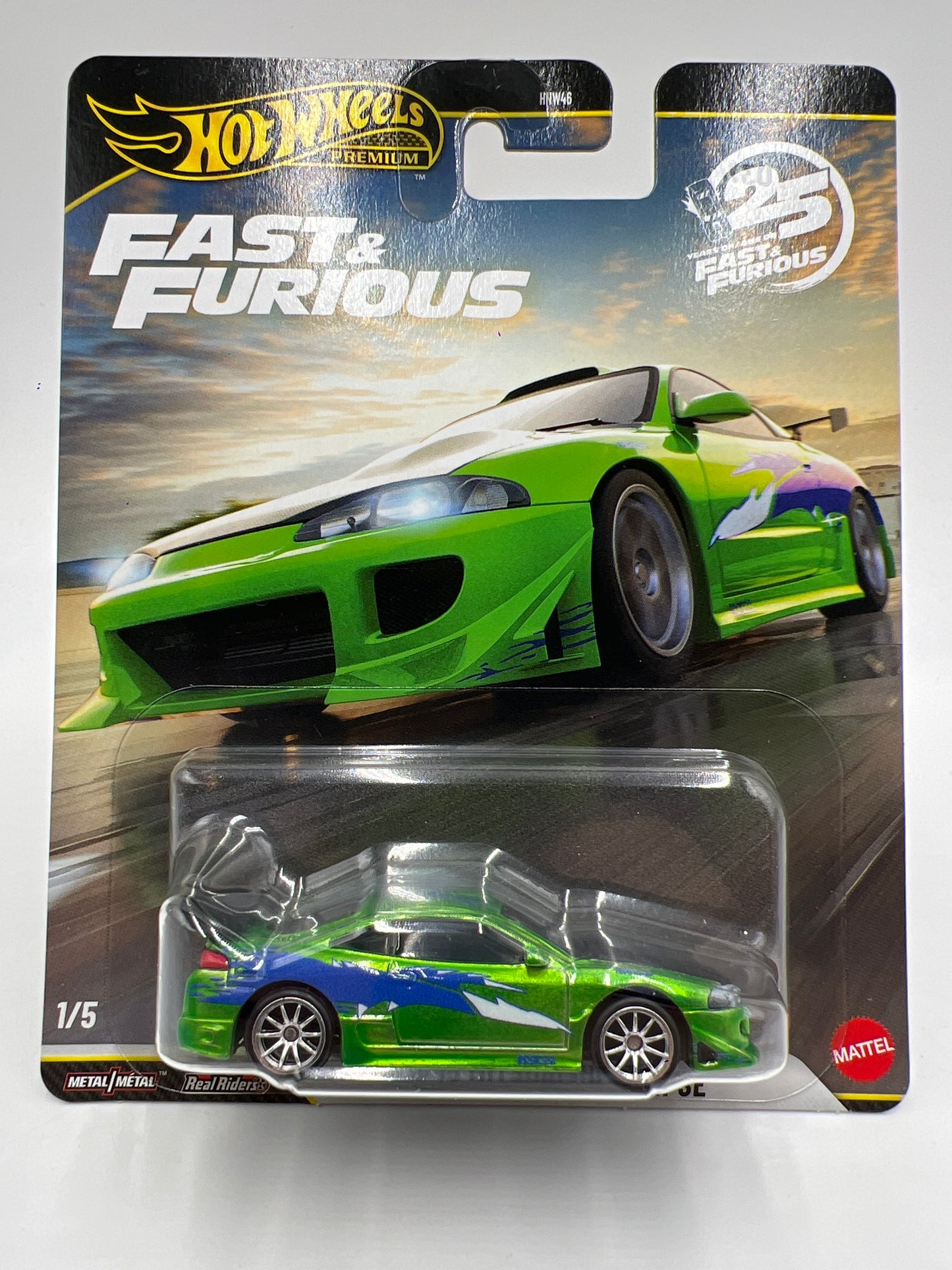 2026 Hot Wheels Premium Fast & Furious 25th Anniversary #1 1995 Mitsubishi Eclipse Spectraflame Green W/Protector
