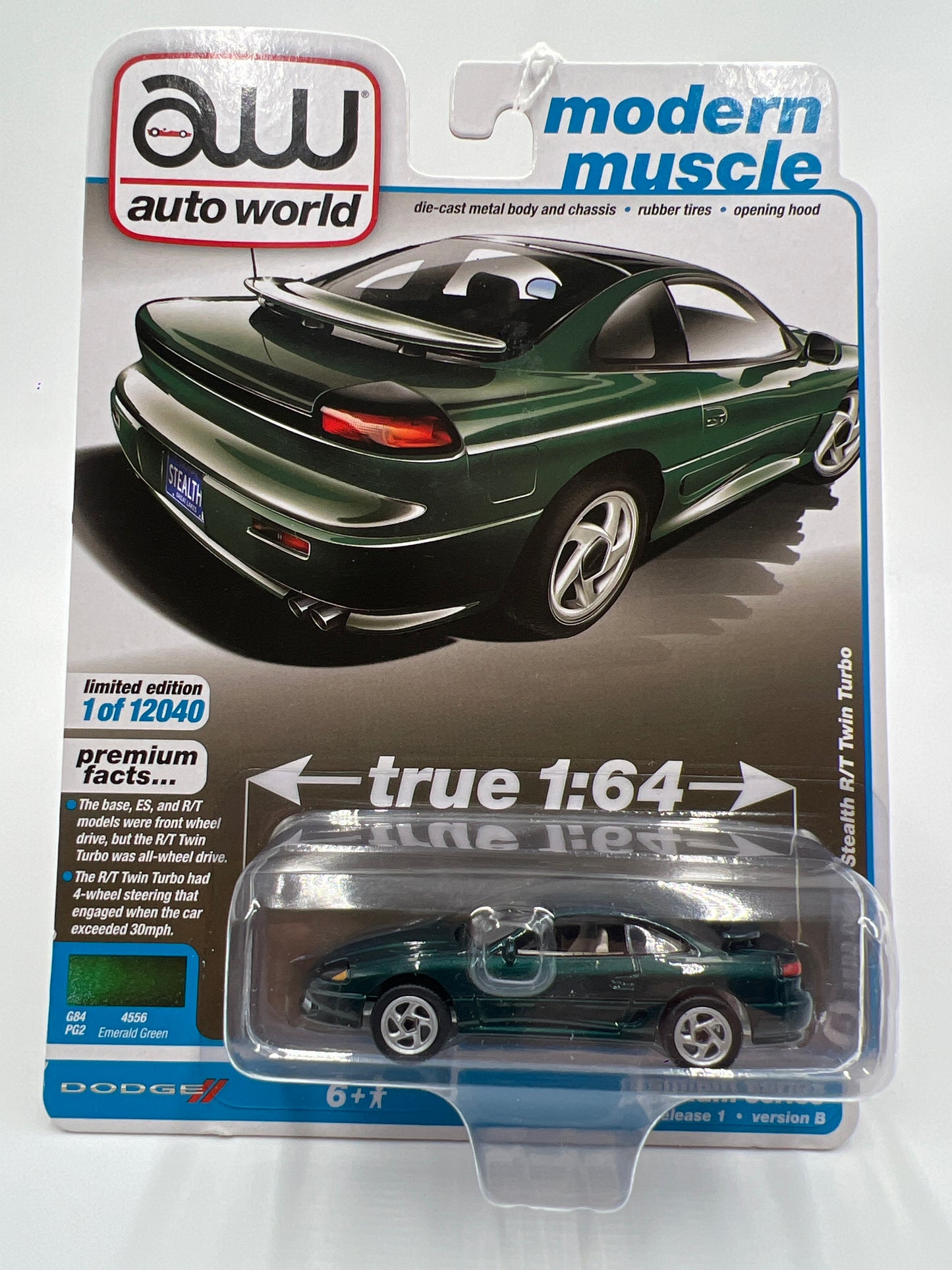 Auto World Modern Muscle Release 1 Version B 1992 Dodge Stealth R/T Twin Turbo Emerald Green 184B