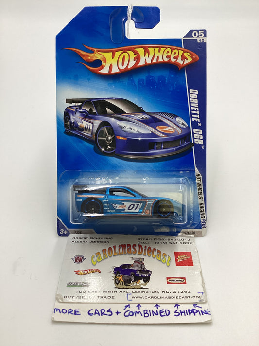 2009 Hot Wheels #071 Corvette C6R Blue 14i