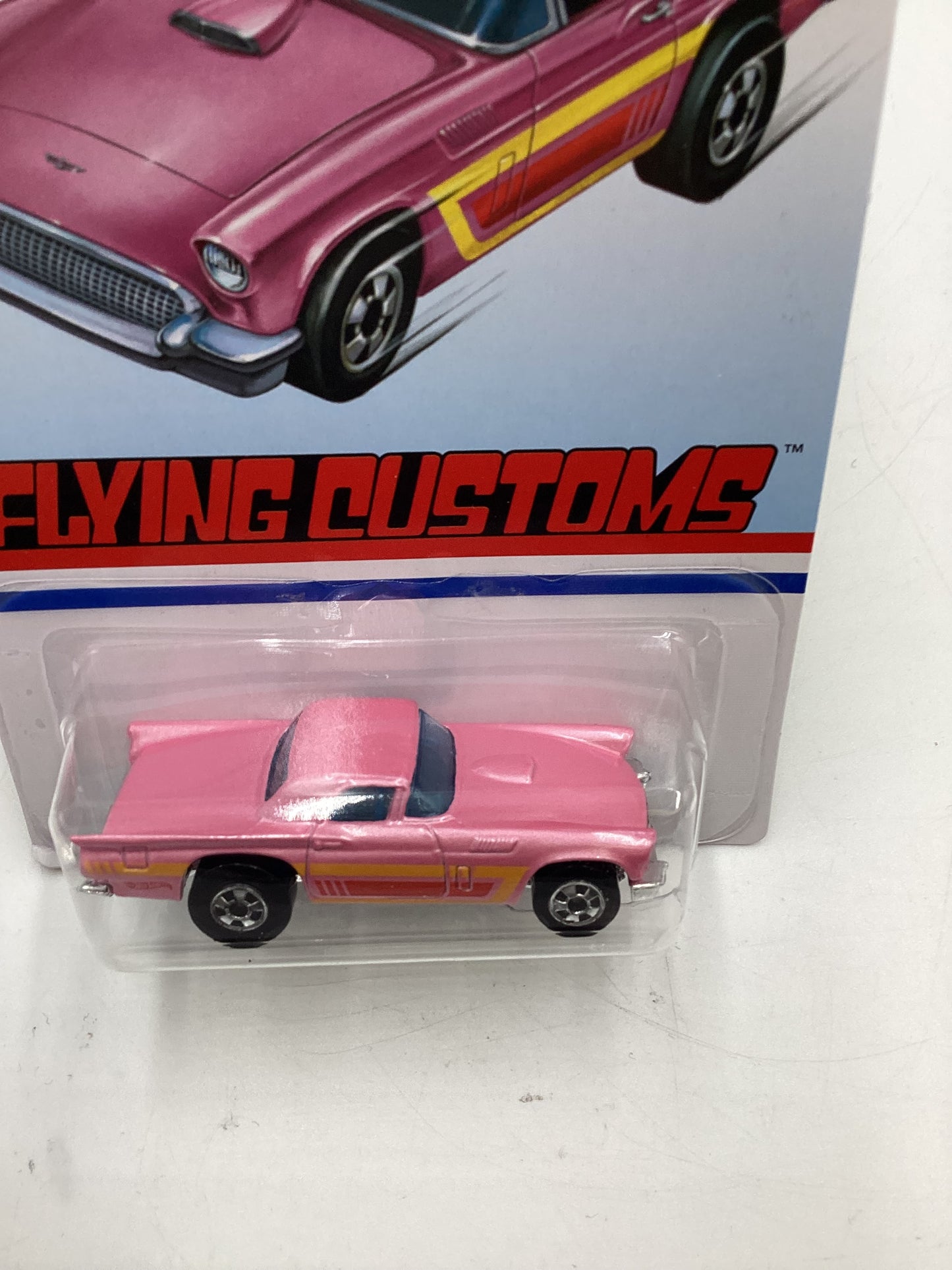 Hot Wheels Target Exclusive Flying Customs 57 T-Bird Pink Cracked Blister