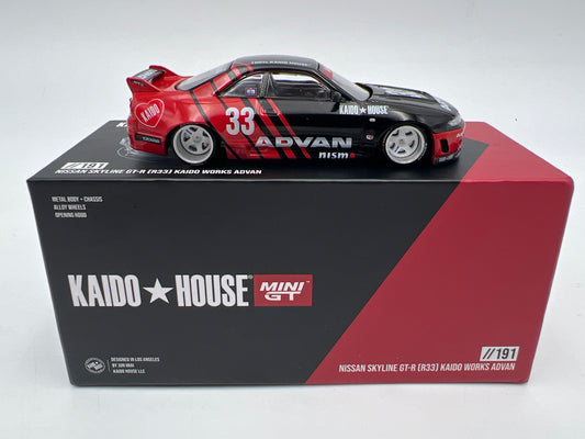 Mini GT Kaido House #191 Nissan Skyline GT-R R33 Kaido Works Advan