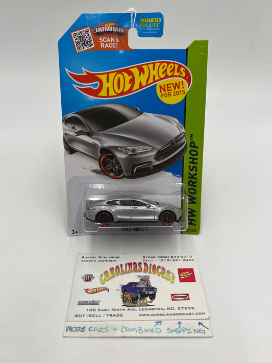 2015 Hot Wheels Workshop #217 Tesla Model S Silver 49C