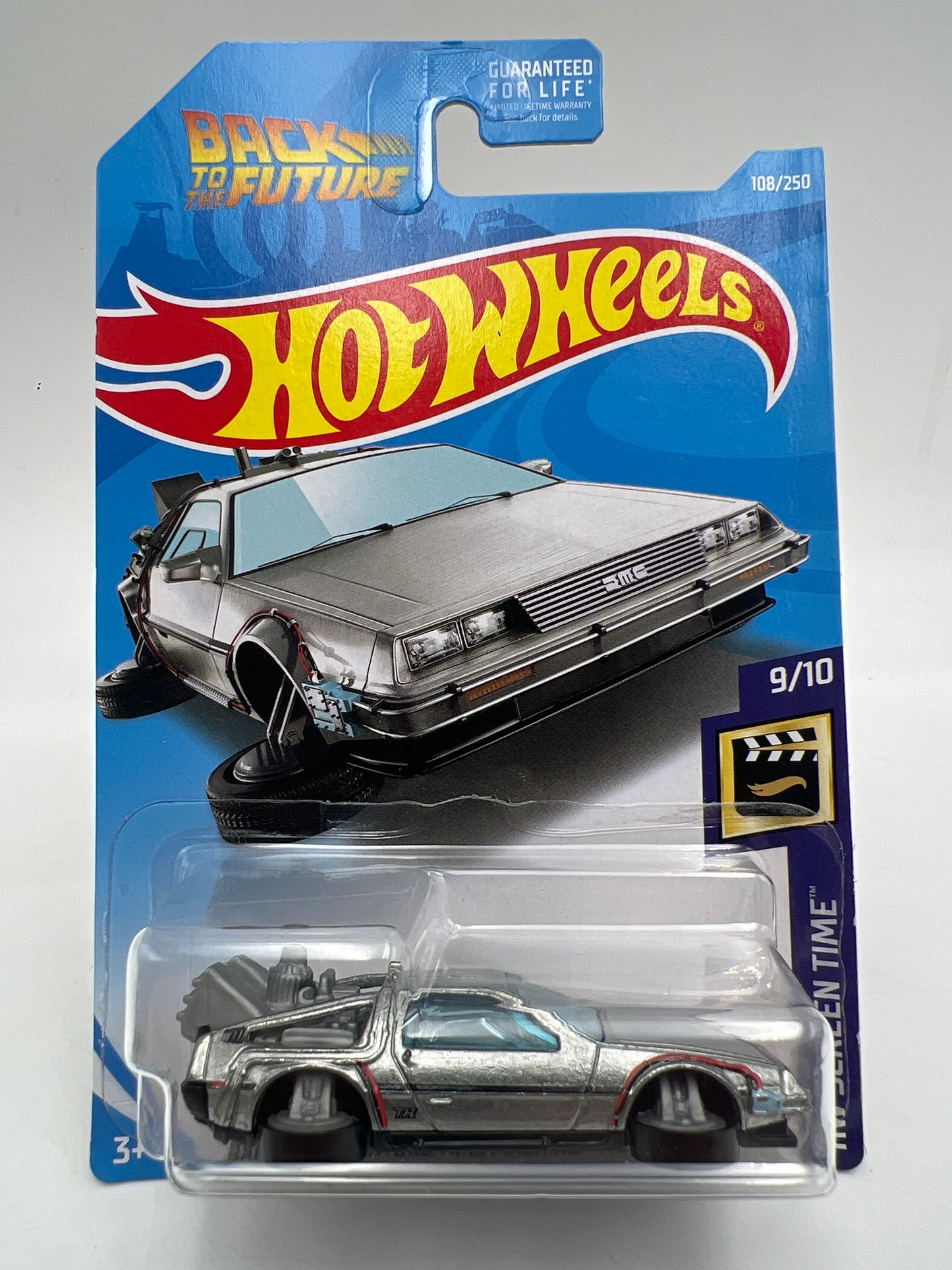 2019 Hot Wheels Super Treasure Hunt #108 BTTF Time Machine Hover Mode W/Protector Card Not Perfect