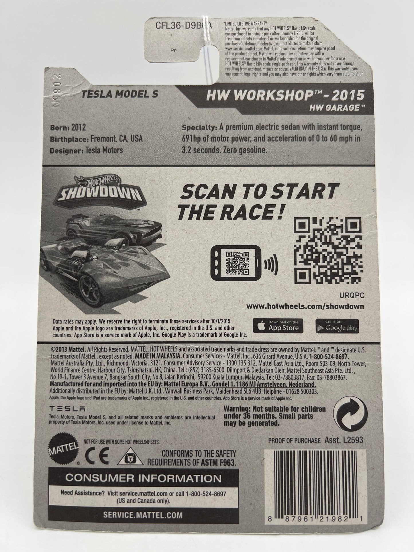 2015 Hot Wheels Workshop #217 Tesla Model S Red 48C