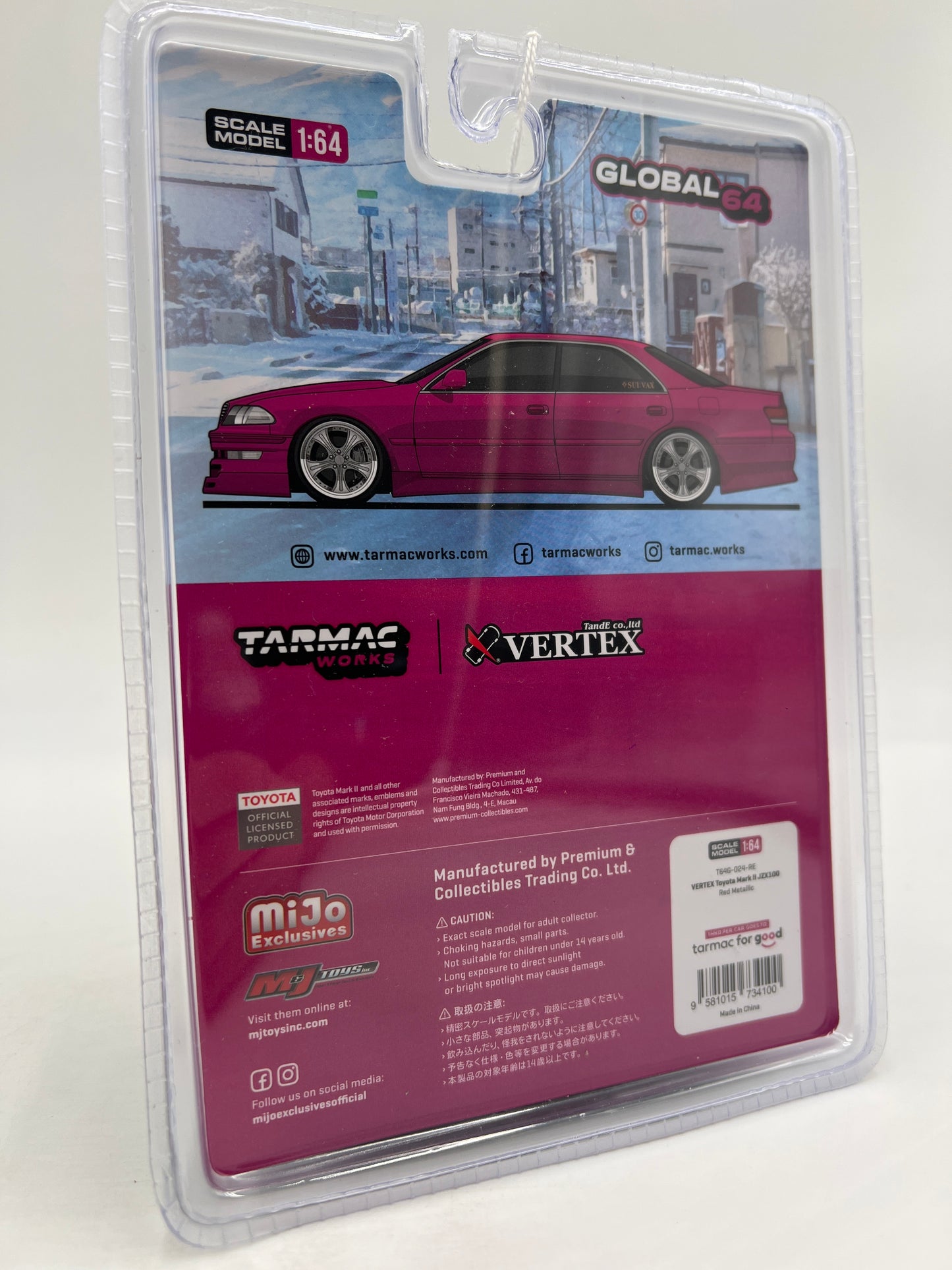 Tarmac Works Mijo Exclusives CHASE VERTEX Toyota Mark II JZX100 Pink Chrome