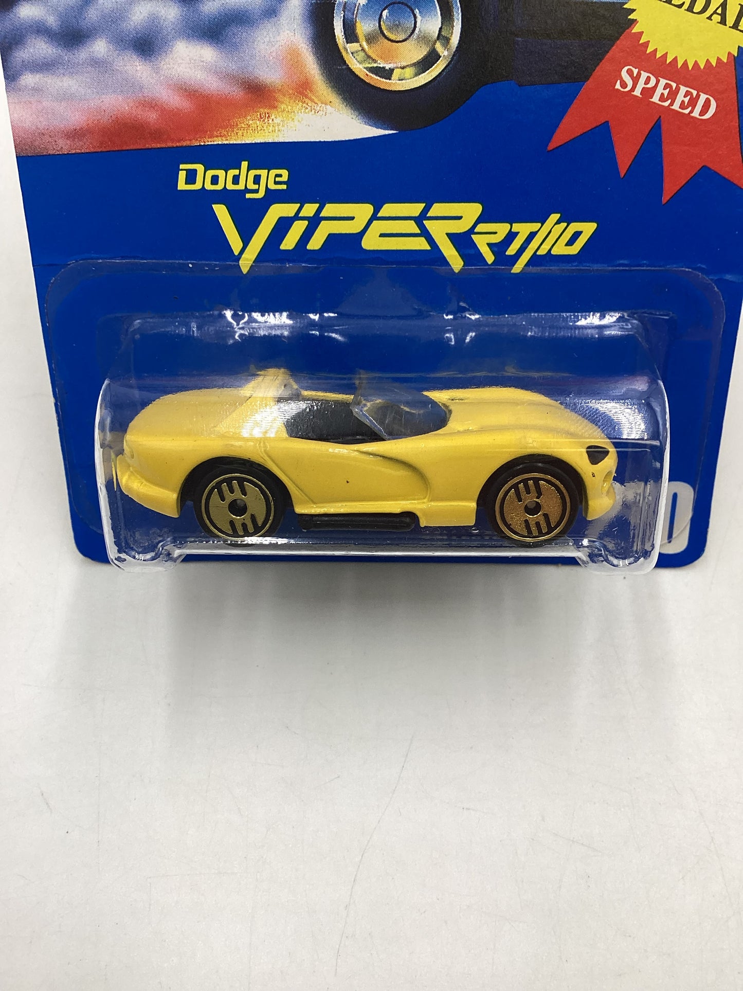 Hot Wheels Blue Card Collector No. 210 Dodge Viper R/T 10 Yellow UH Gold Wheels 240D