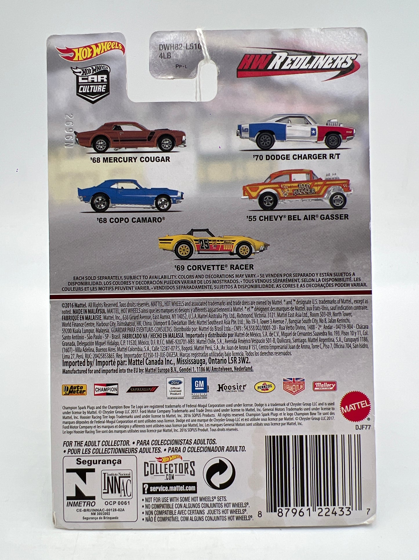 Hot Wheels Premium Redliners #1 68 Mercury Cougar Copper Cracked Blister 242H