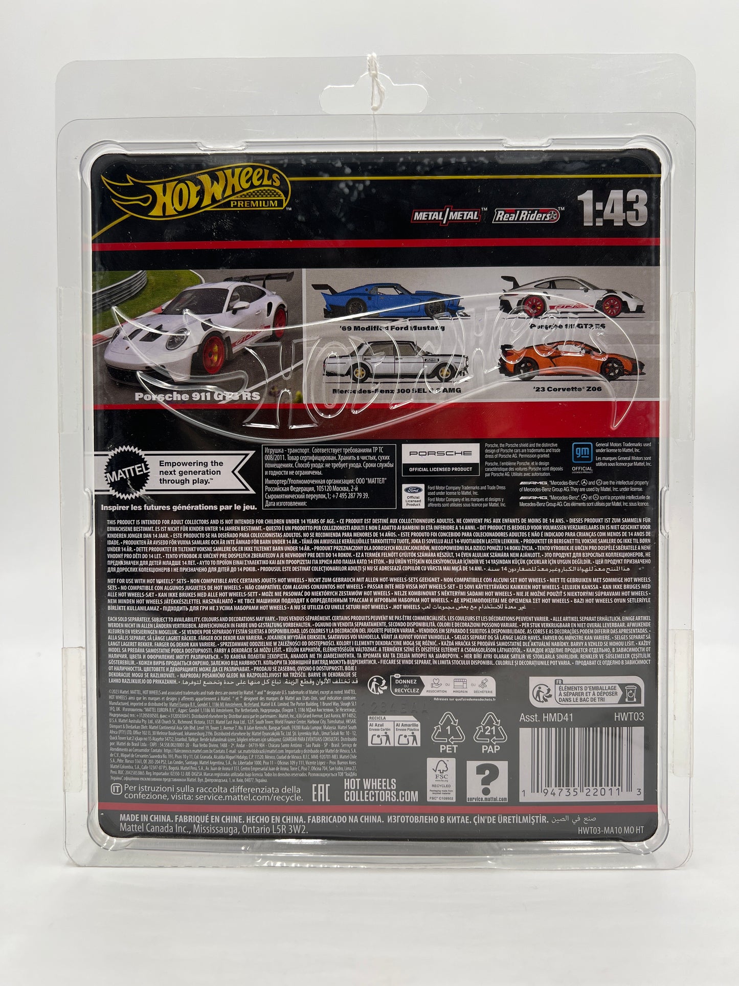 Hot Wheels Premium 1:43 Scale #8 Porsche 911 GT3 RS White/Red