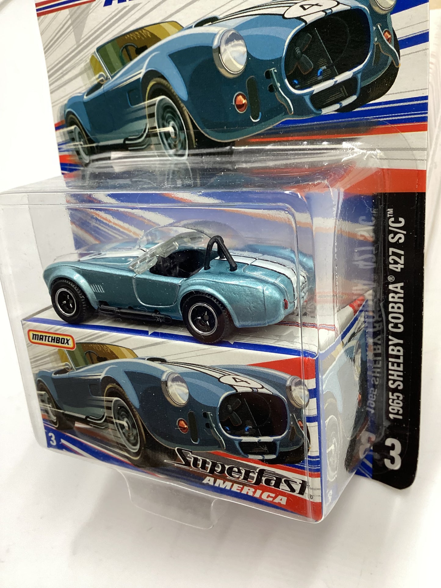 Matchbox Superfast America #3 1965 Shelby Cobra 427 S/C Light Blue