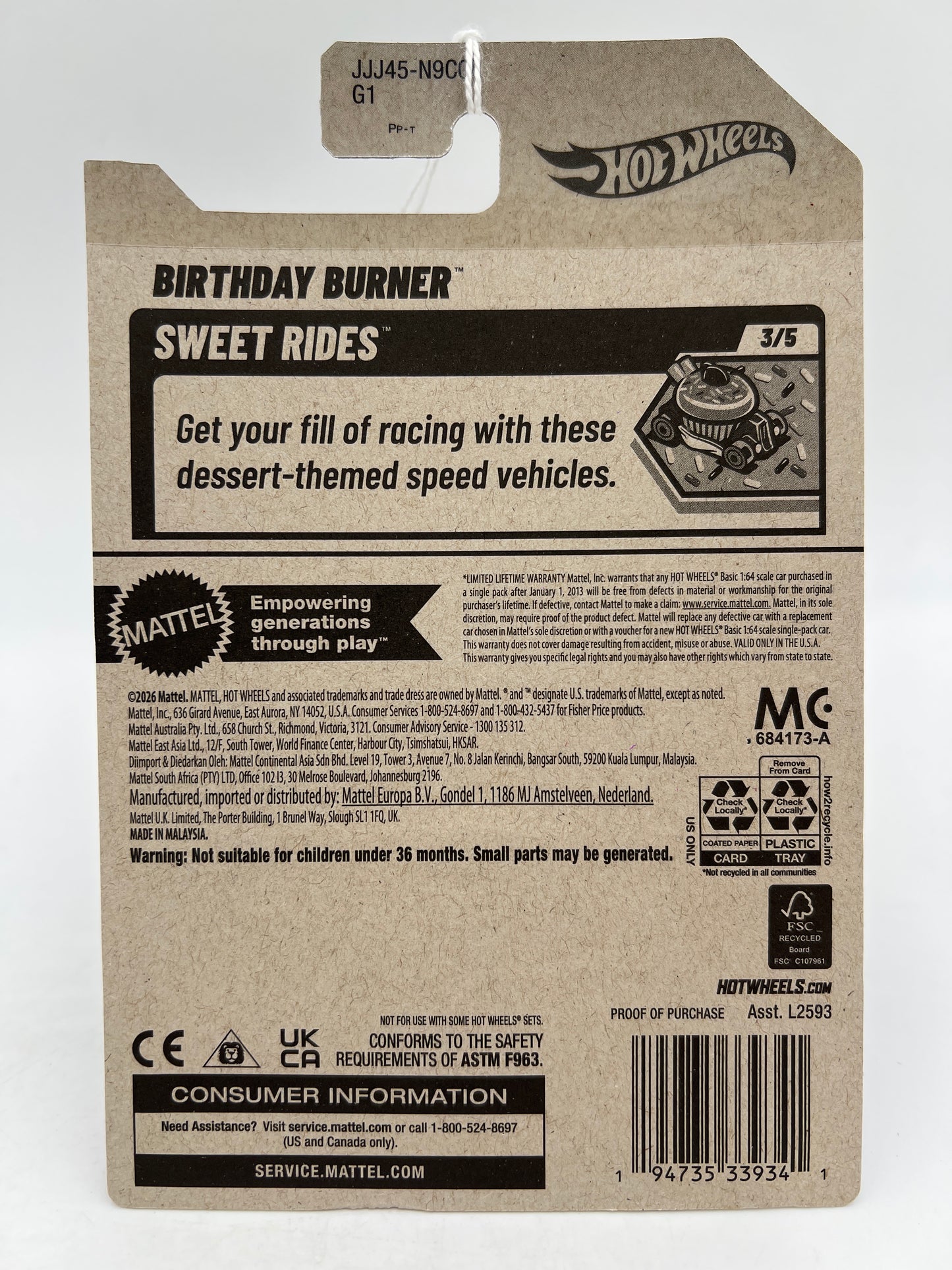 2026 Hot Wheels E Case #82 Birthday Burner