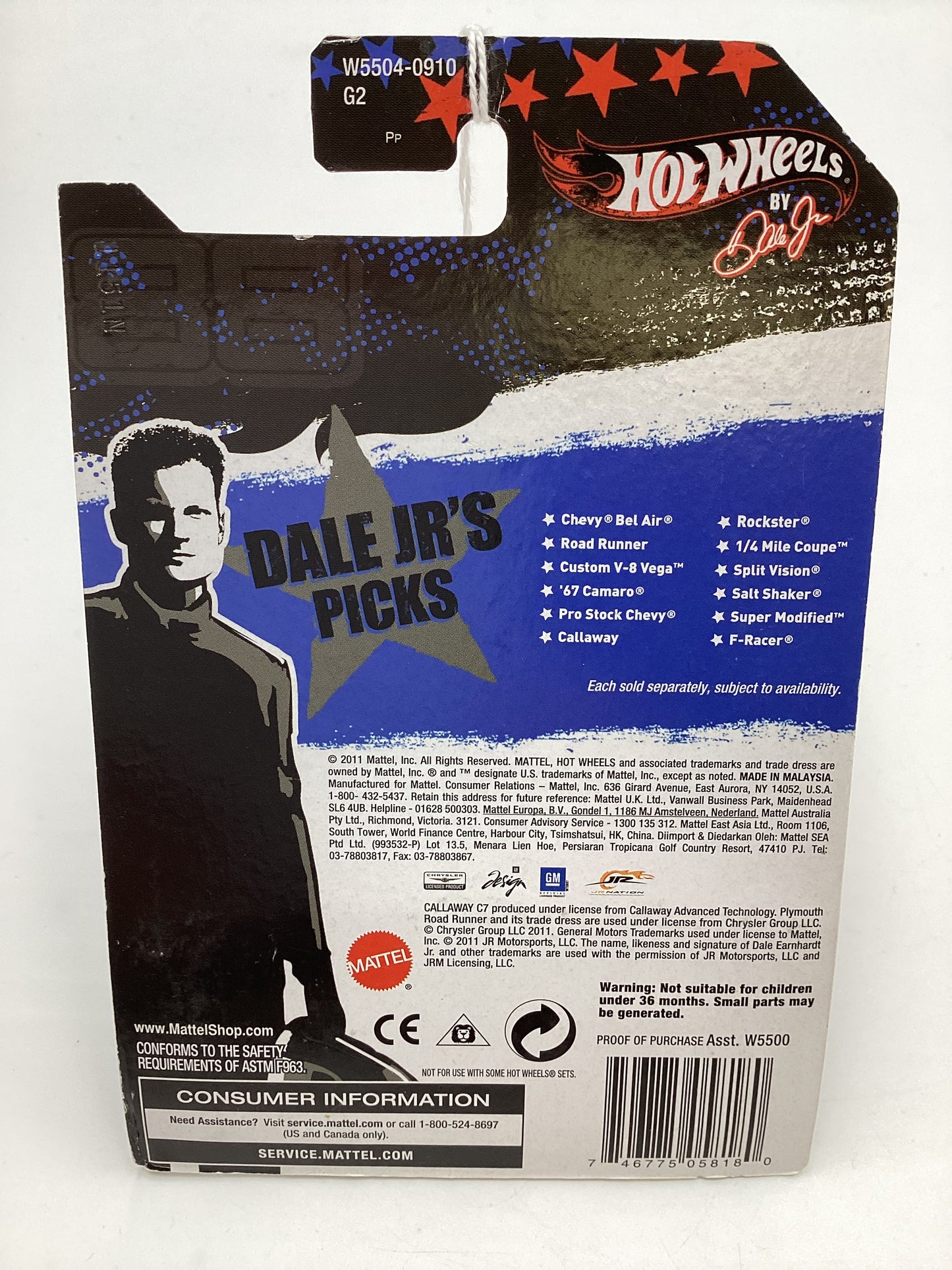 2011 Hot wheels Dale Jrs Picks #4 67 Camaro Red Opening Hood 152C