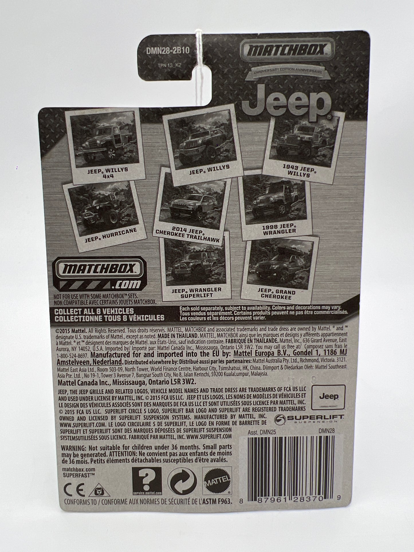 Matchbox Jeep Anniversary Edition Series 1943 Jeep Willys Army Green 159G