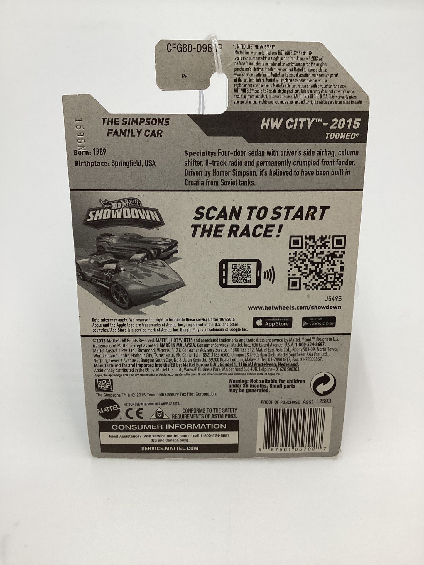 2015 Hot wheels HW City #56 The Simpsons Family Car Pink 122A