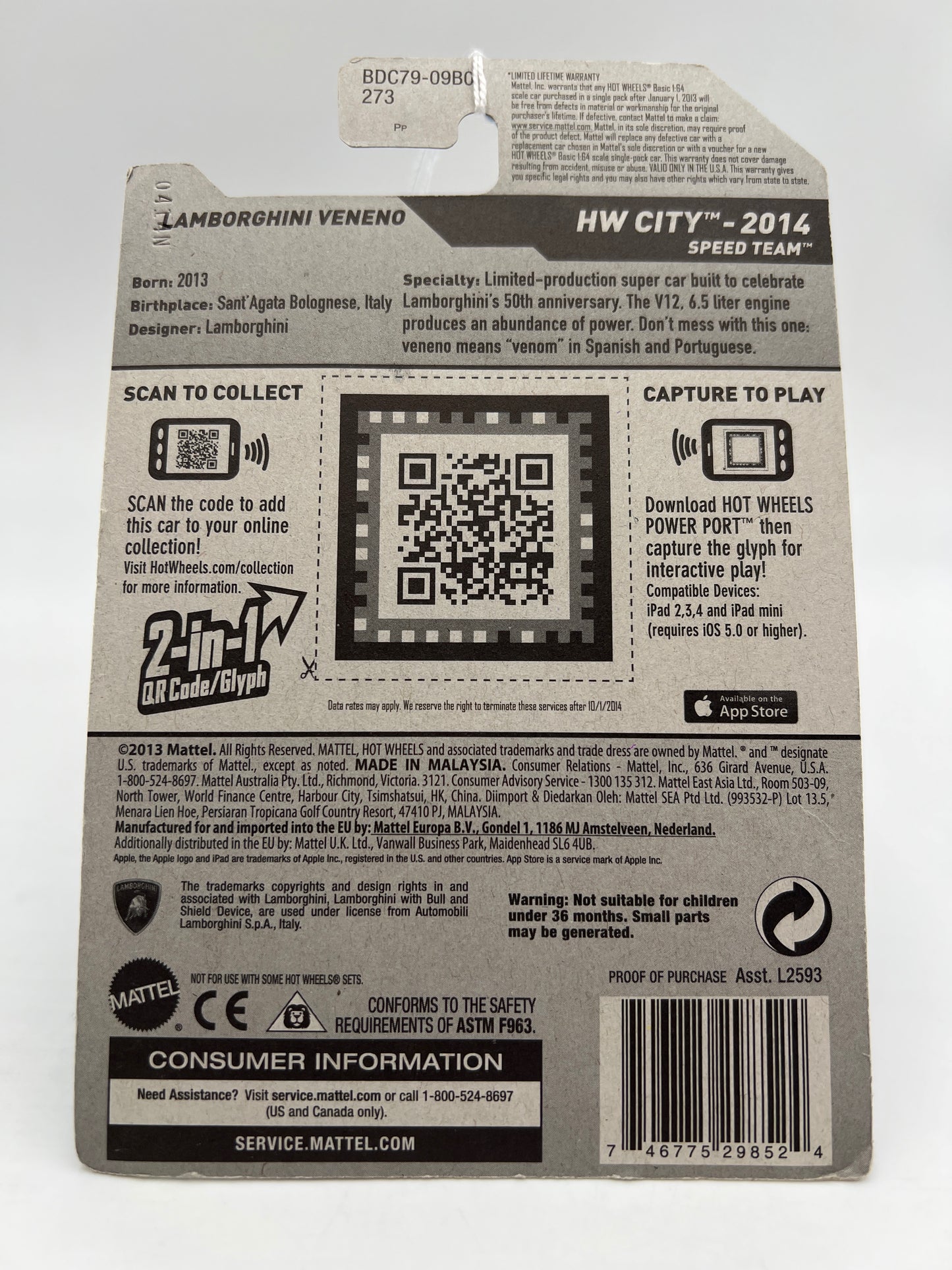 2014 Hot Wheels City #37 Lamborghini Veneno Silver 101B