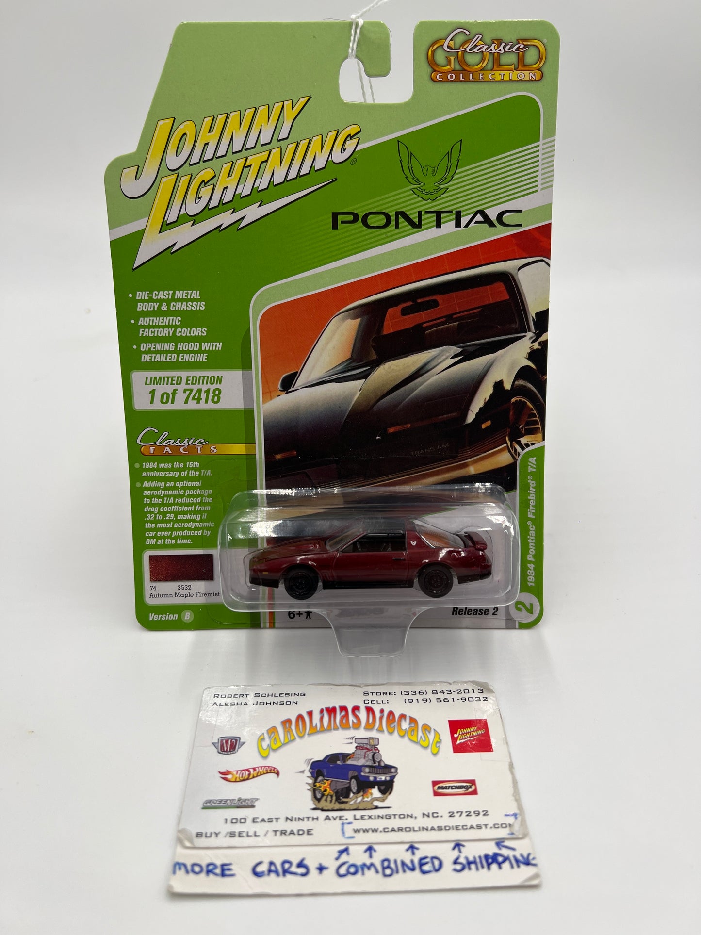 Johnny Lightning Classic Gold Collection Release 2 Version B 1984 Pontiac Firebird T/A Autumn Maple Firemist Red 227C