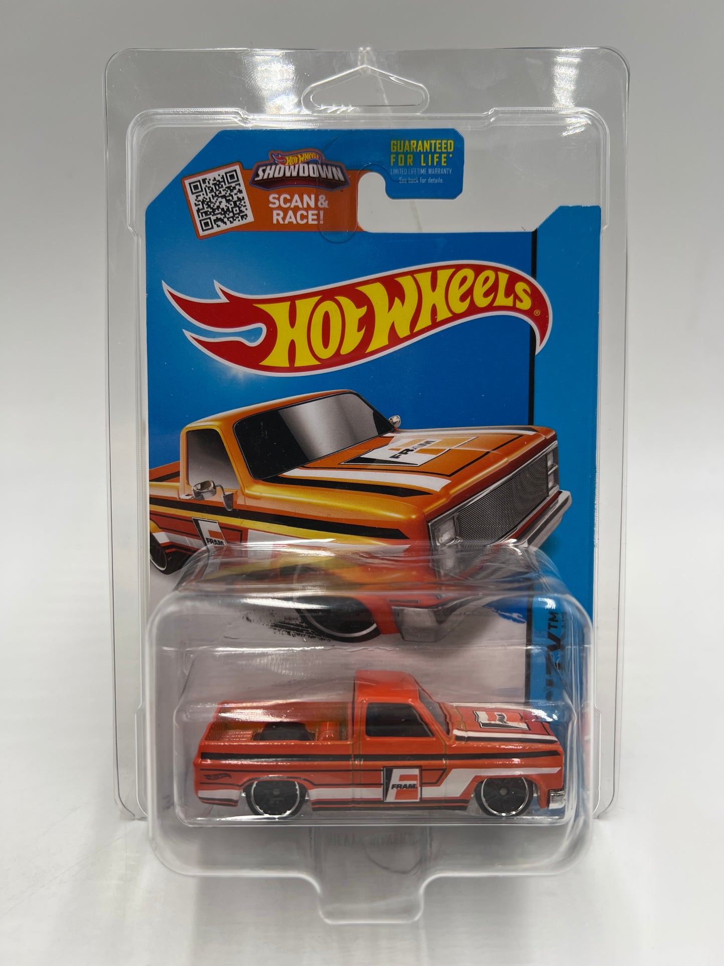 2015 Hot Wheels City #16 83 Chevy Silverado Fram Orange W/Protector 1