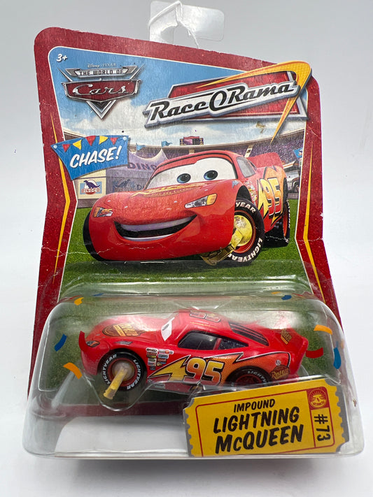 Disney Pixar The World Of Cars Race O Rama #73 CHASE Impound Lightning McQueen Bad Card