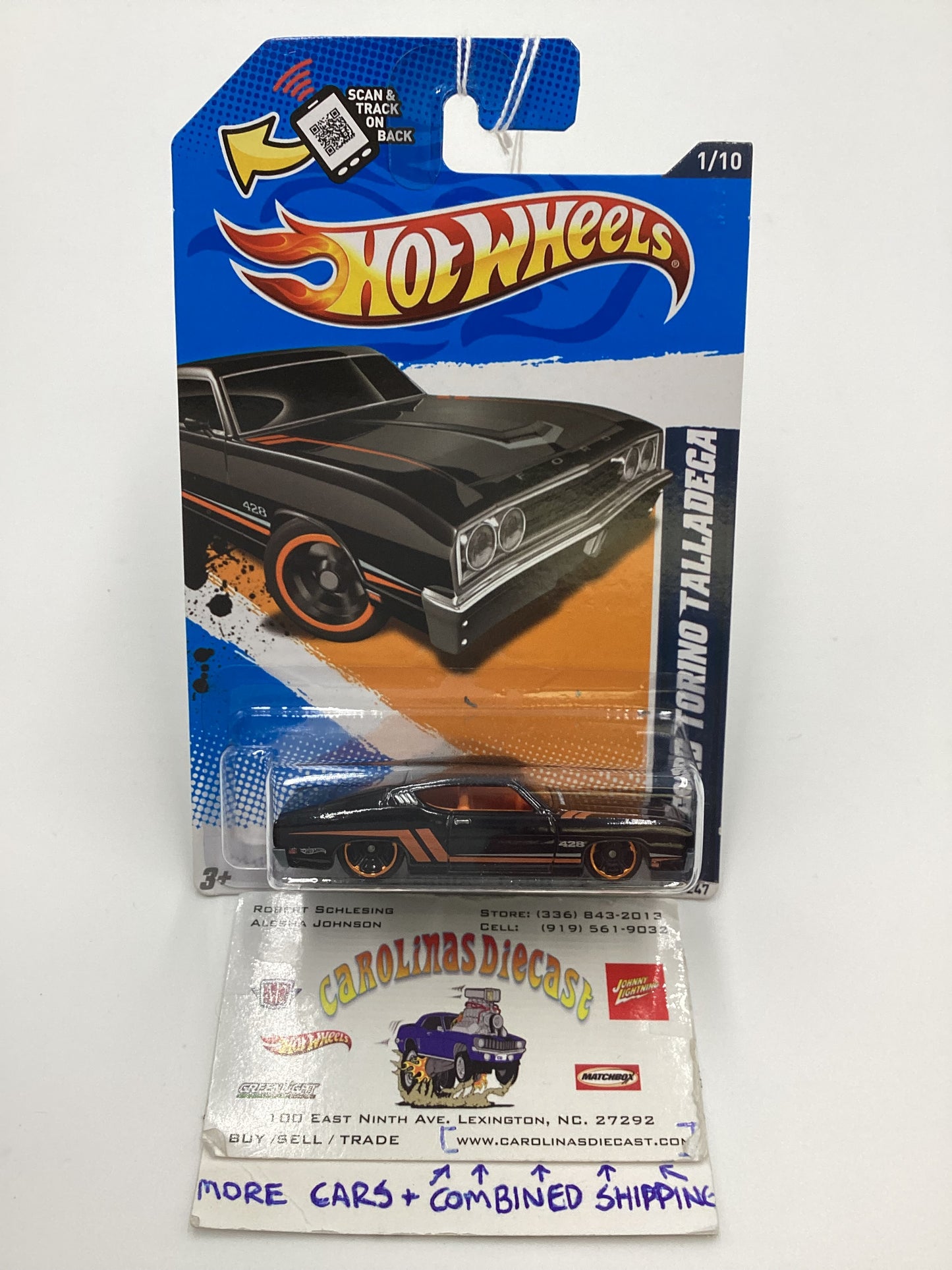 2012 Hot Wheels Ford #111 69 Ford Torino Talledega Black 27C