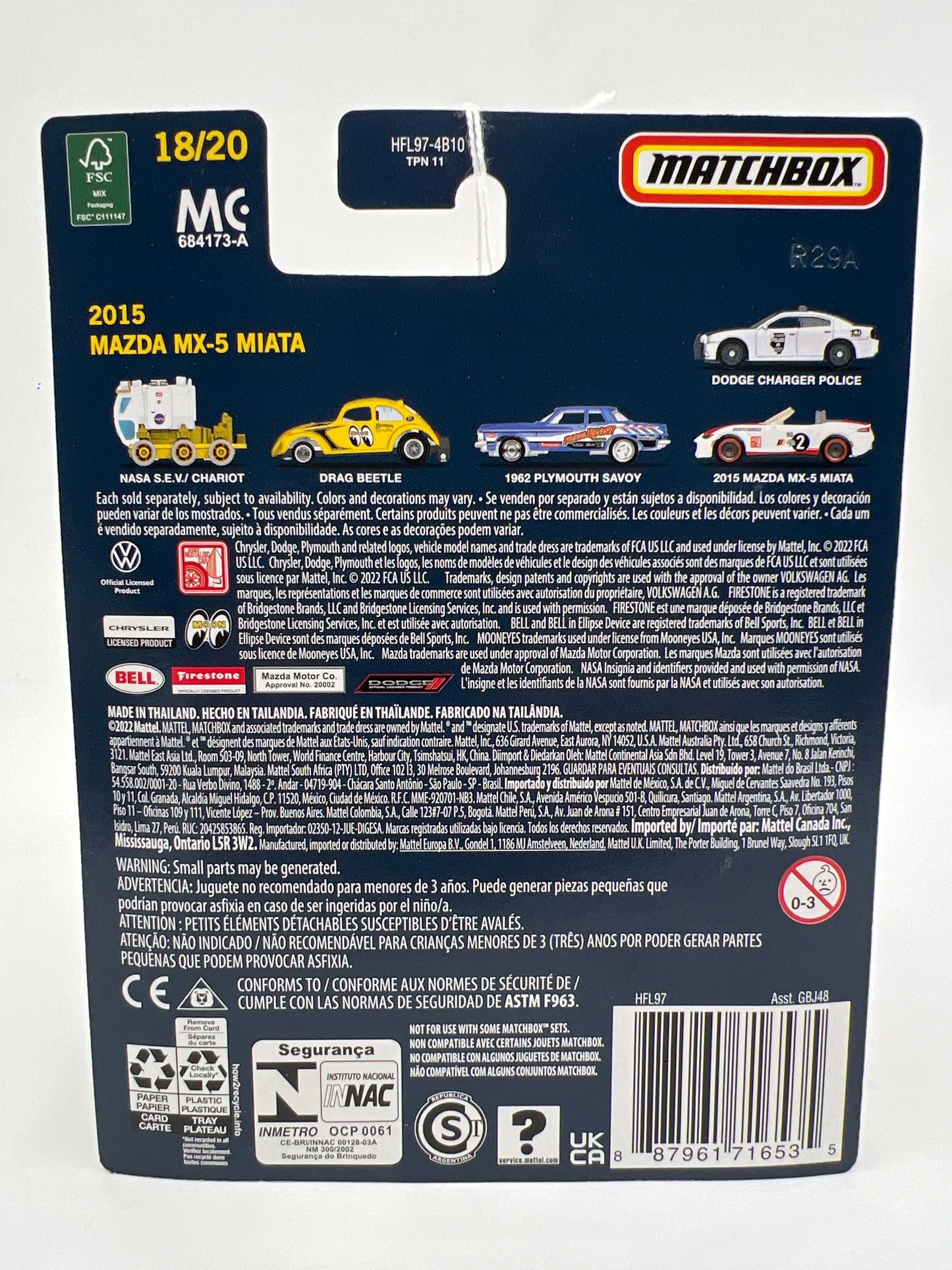 Matchbox Collectors #18 2015 Mazda MX-5 Miata White/Red 171C