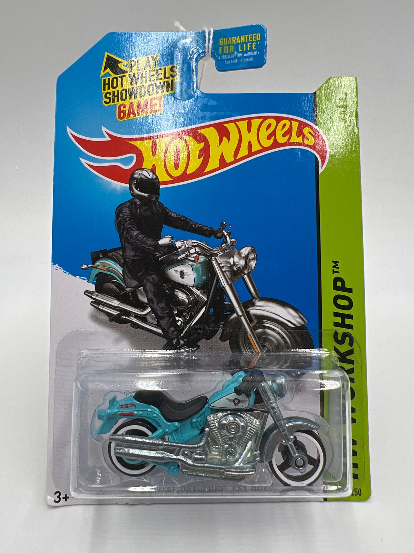 2014 Hot Wheels Workshop #209 Harley-Davidson Fat Boy Light Blue 113B