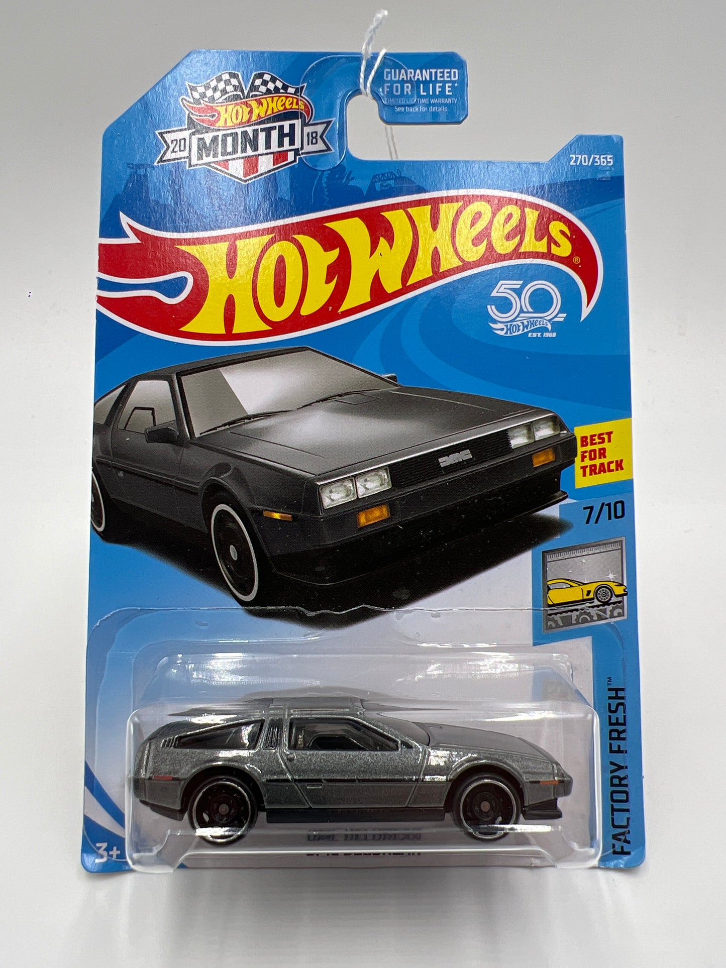 2018 Hot Wheels Factory Fresh #270 Month Card DMC Delorean Gray 59C