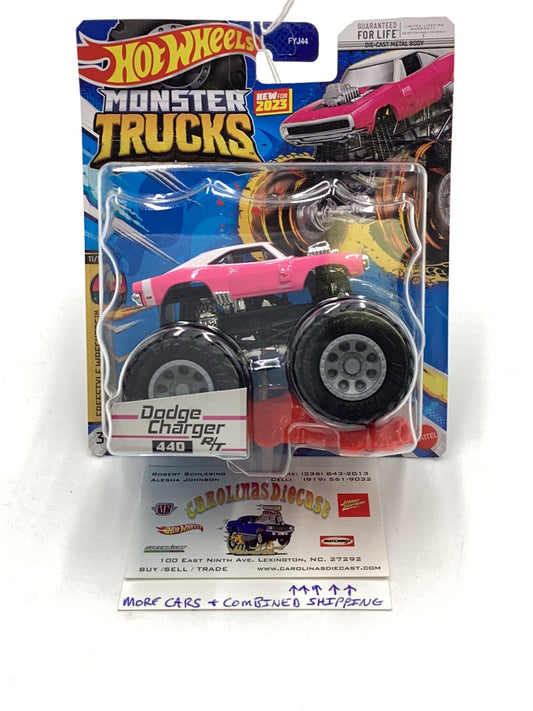 2023 Hot wheels monster Trucks Dodge Charger r/t 440 pink
