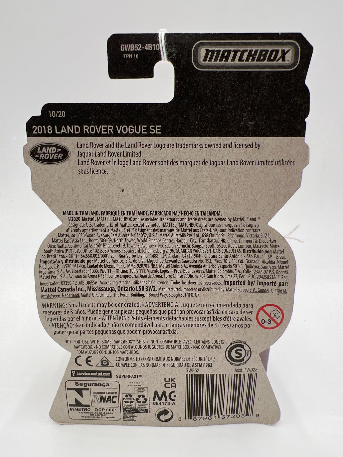 Matchbox Moving Parts #10 2018 Land Rover Vogue SE White 167J