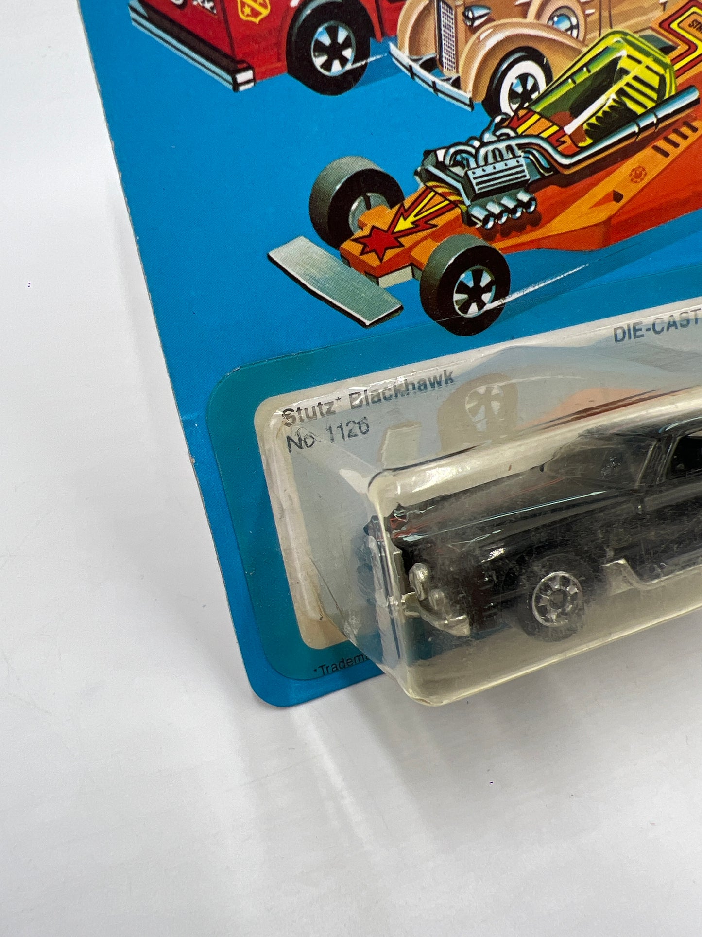 Hot Wheels Original 1982 #1126 Stutz Blackhawk Black W/Protector Bad Card #2
