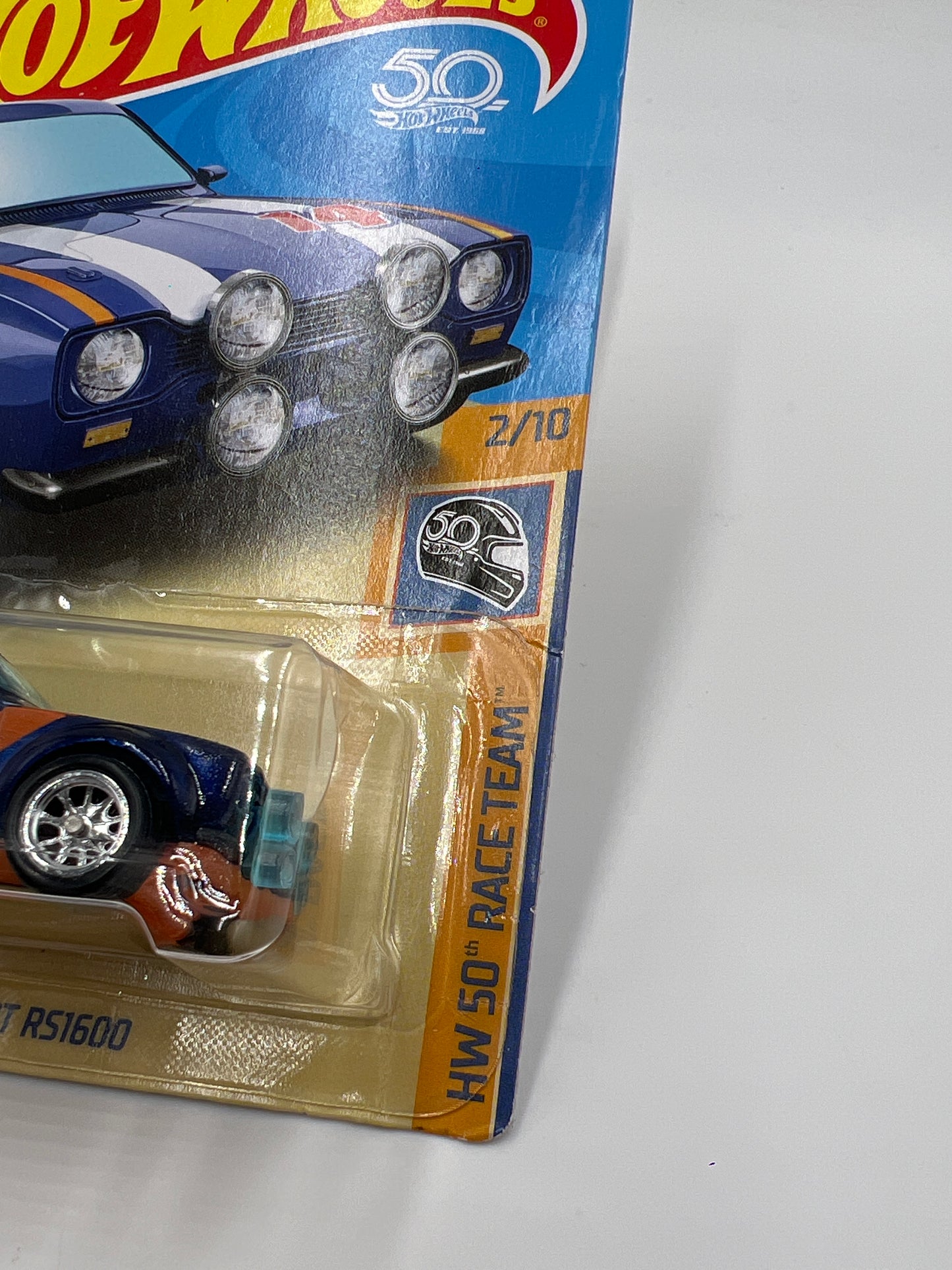 2018 Hot Wheels Super Treasure Hunt 70 Ford Escort RS1600 Blue W/Protector Card Not Perfect