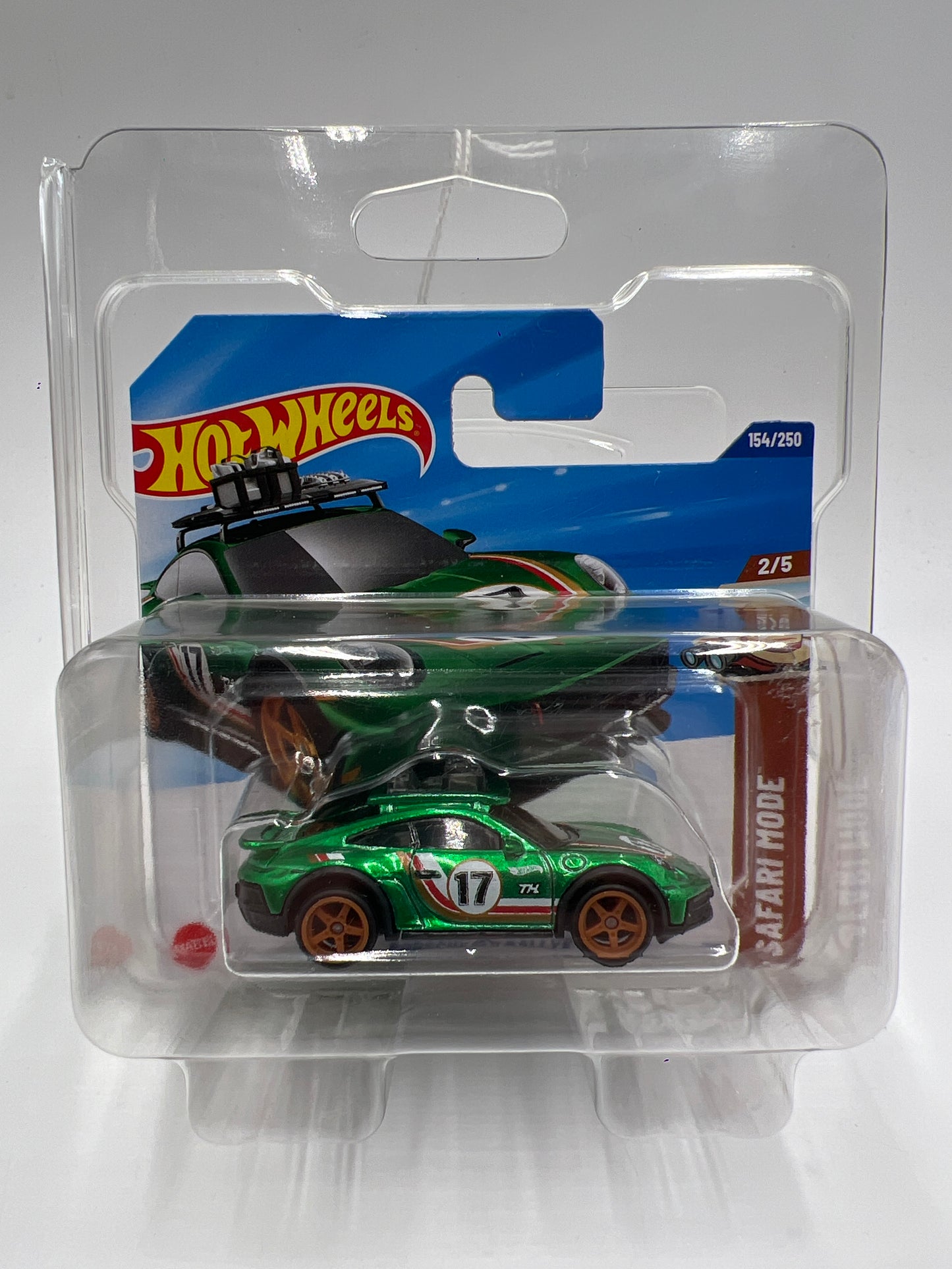 2025 Hot Wheels Short Card Super Treasure Hunt #154 Porsche 911 Rallye Green W/Protector