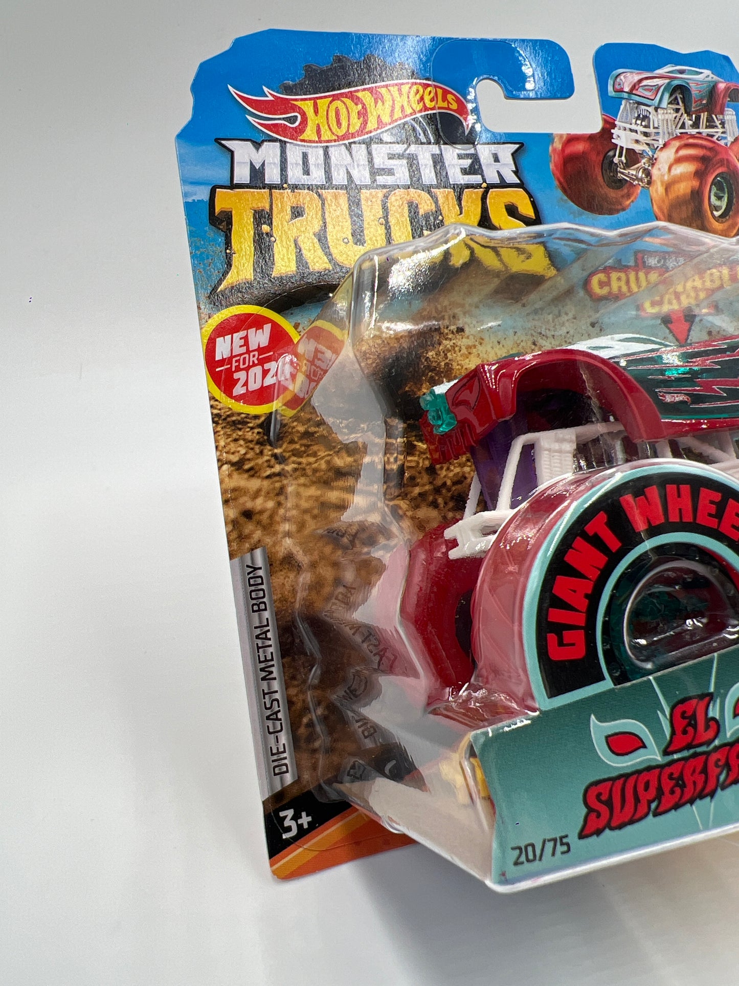 2020 Hot Wheels Monster Trucks Tinted Wheels #3 El Superfasto W/Protector VHTF