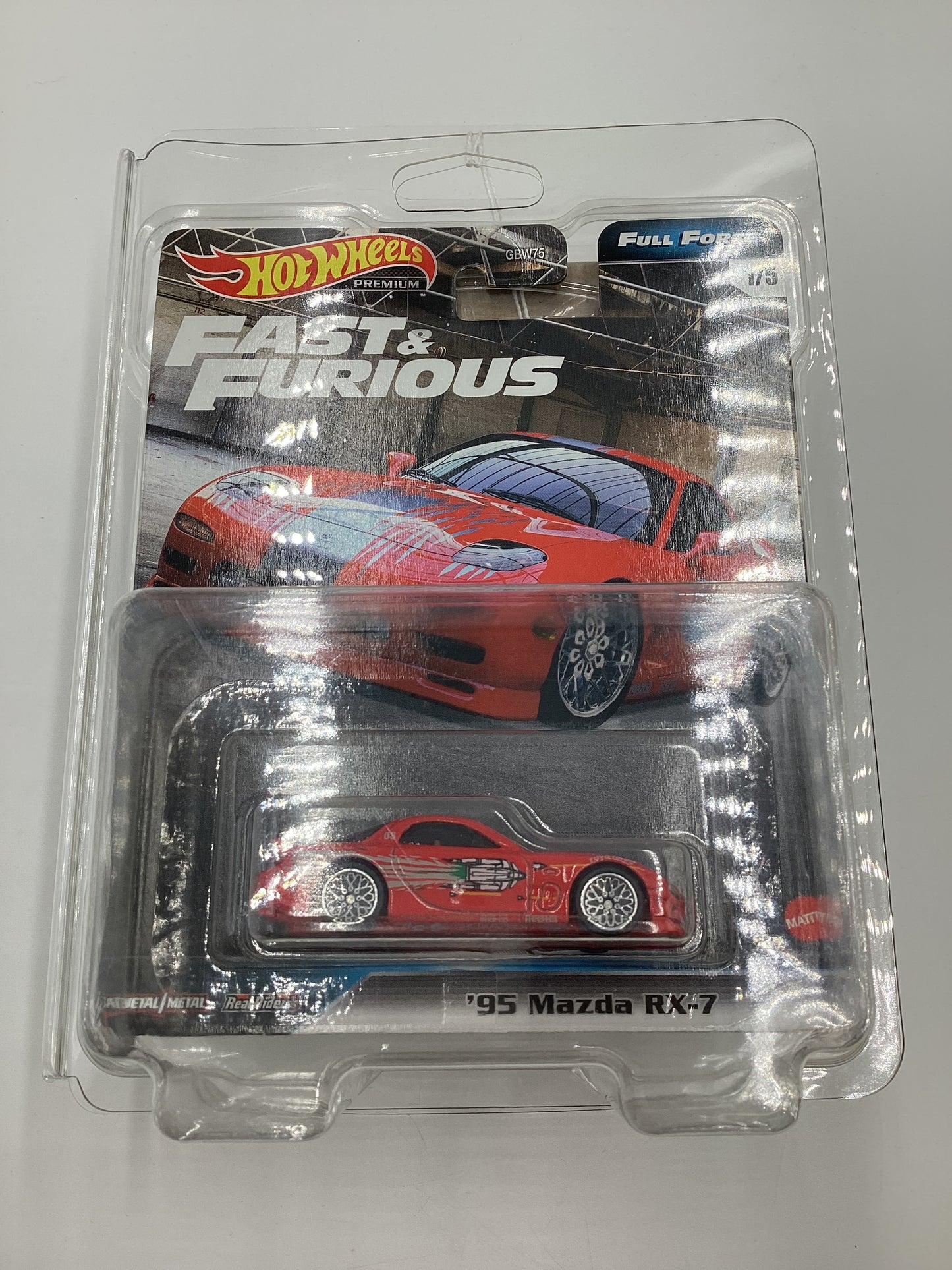 Hot Wheels Fast & Furious Full Force #1 95 Mazda RX-7 Red W/Protector